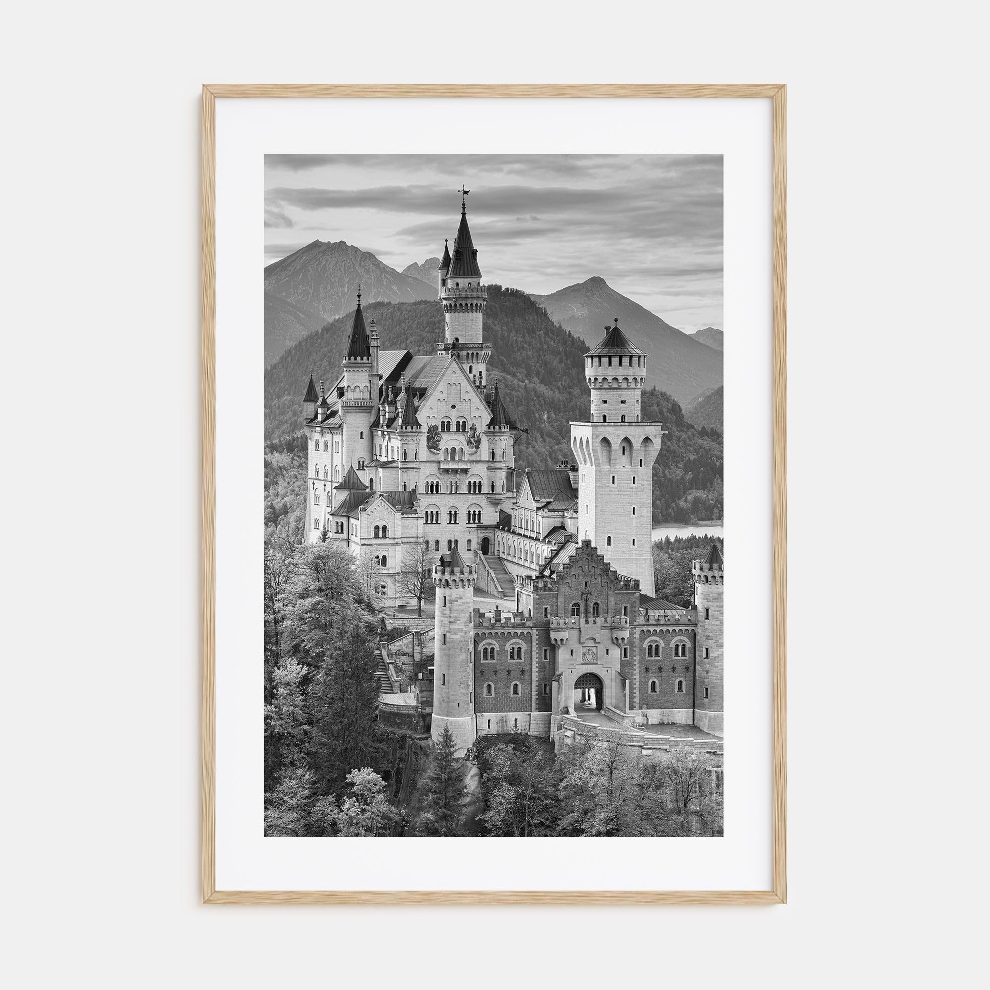 Neuschwanstein Castle Photo B&W Poster