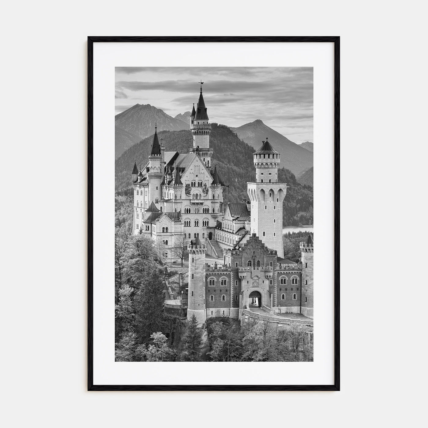 Neuschwanstein Castle Photo B&W Poster