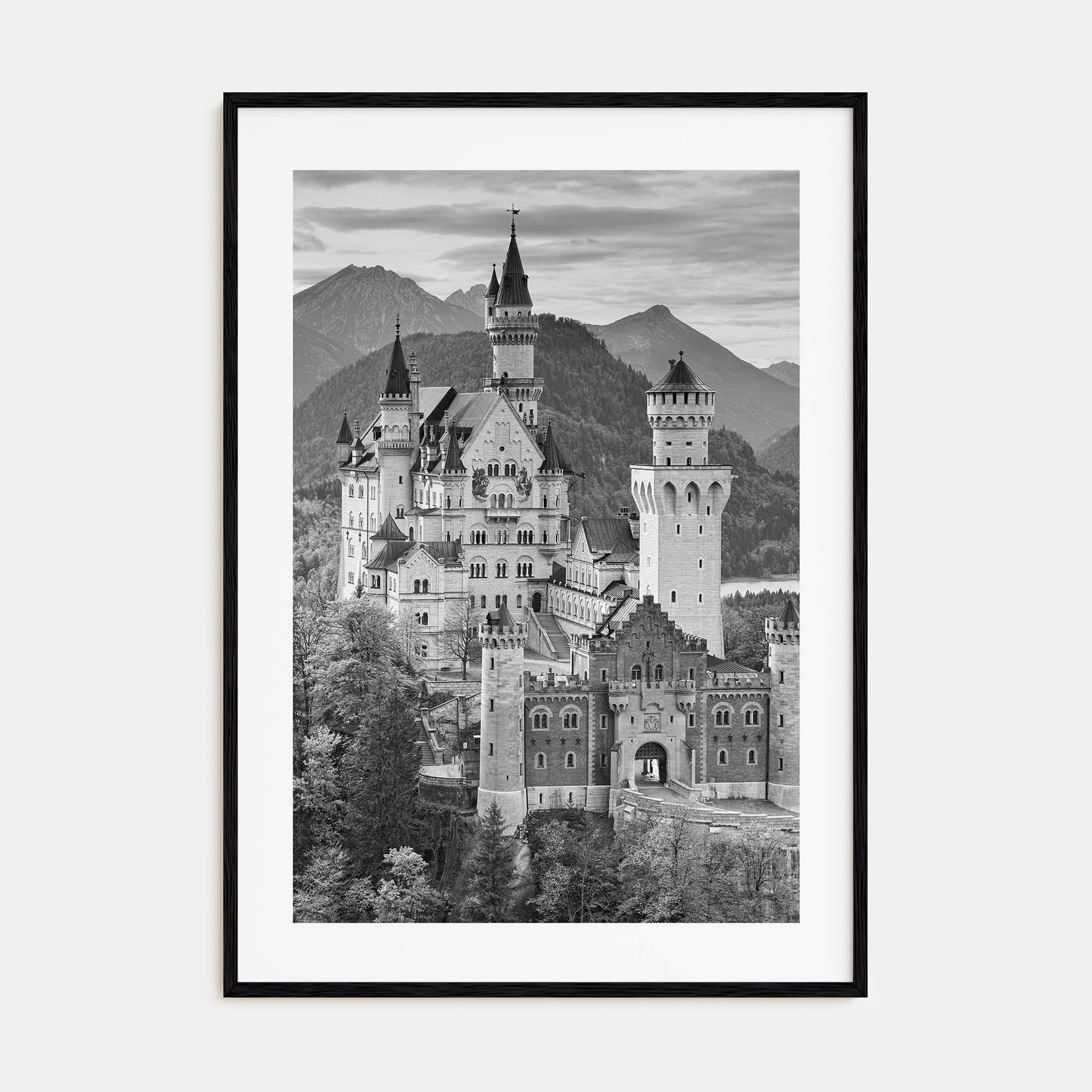 Neuschwanstein Castle Photo B&W Poster