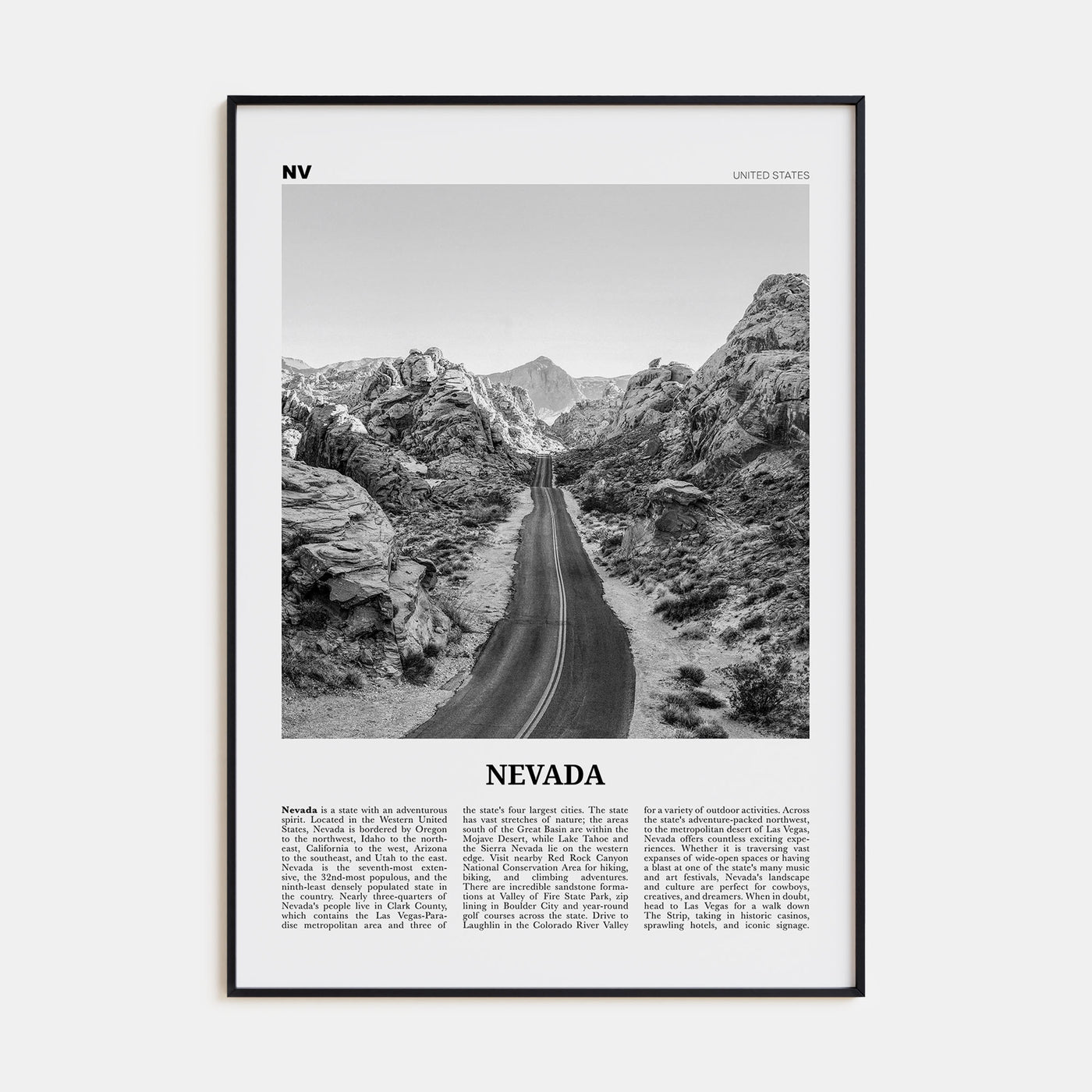 Nevada Travel B&W No 1 Poster