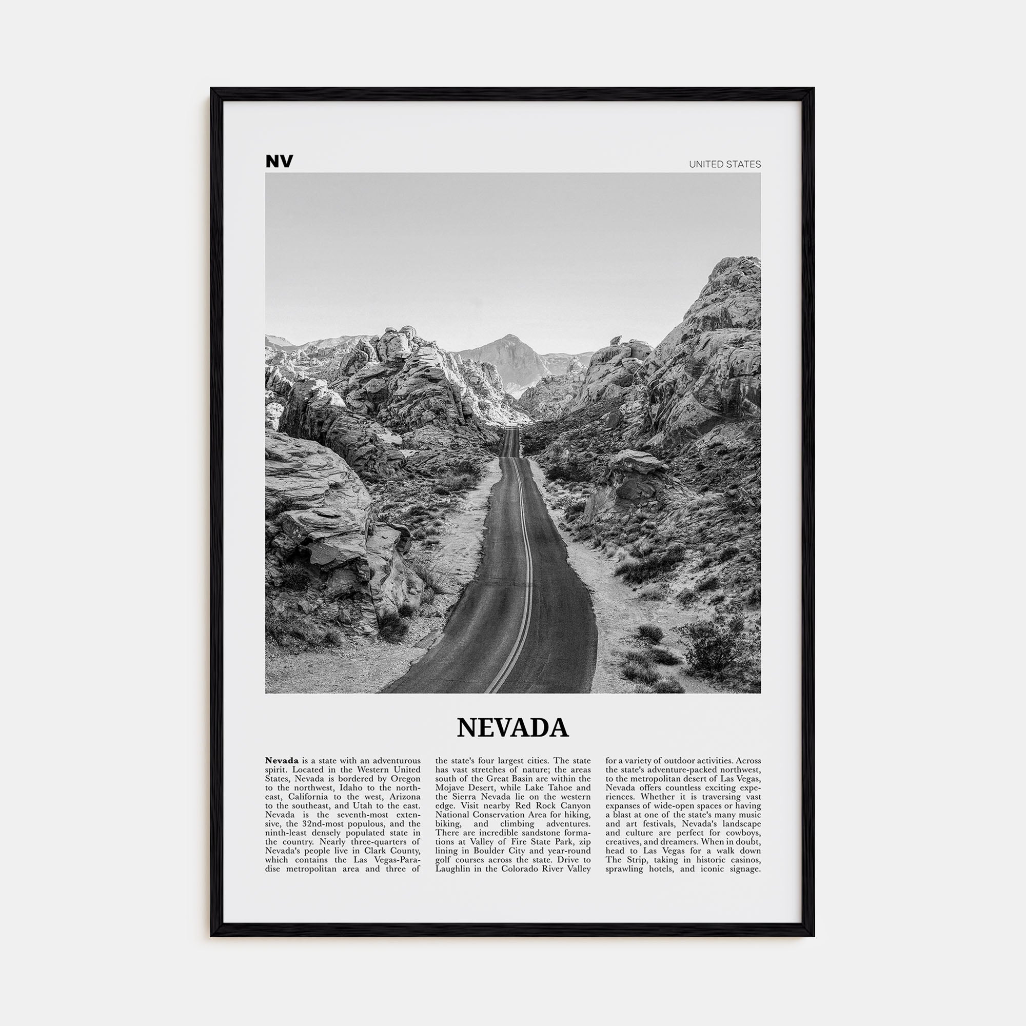 Nevada Travel B&W No 1 Poster