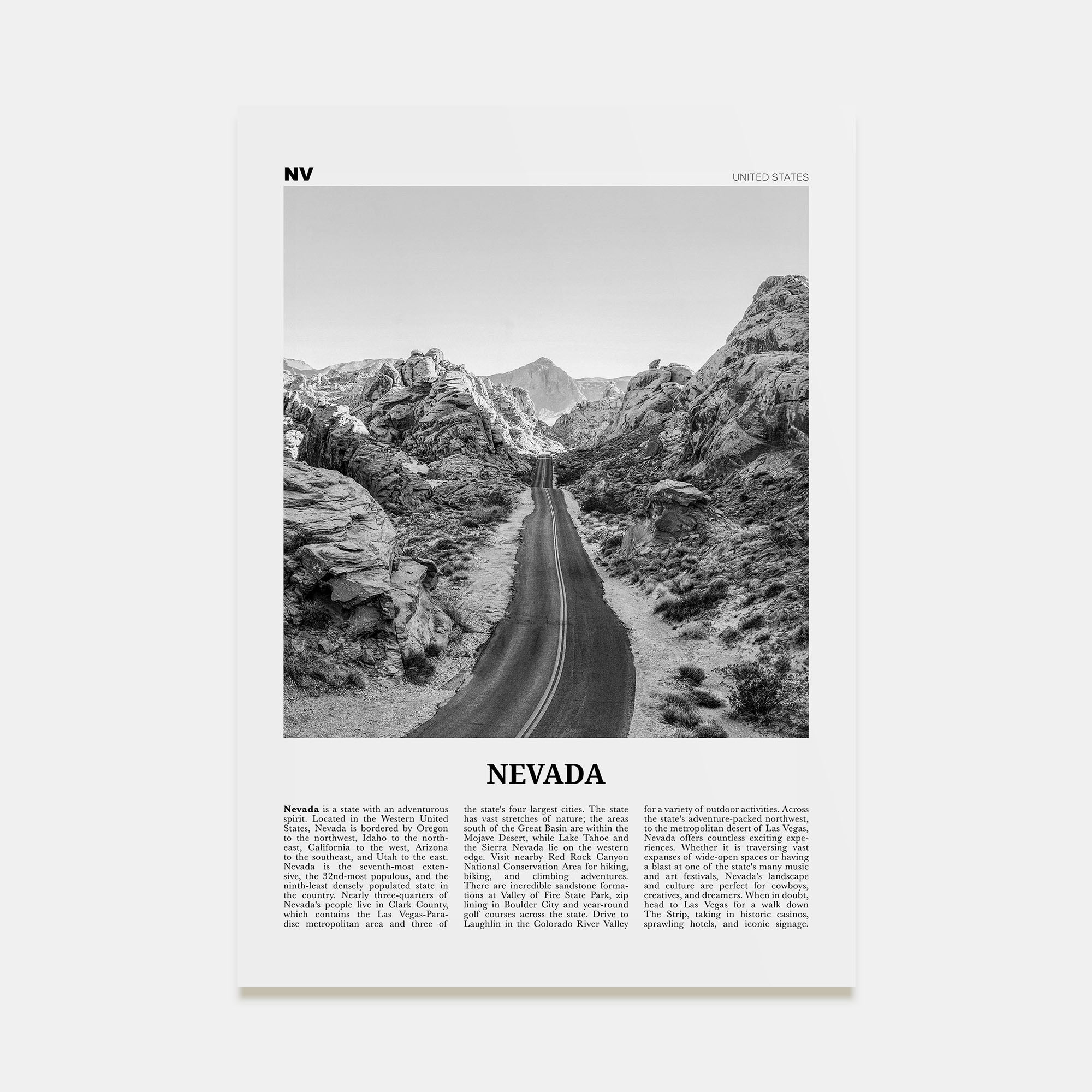 Nevada Travel B&W No 1 Poster