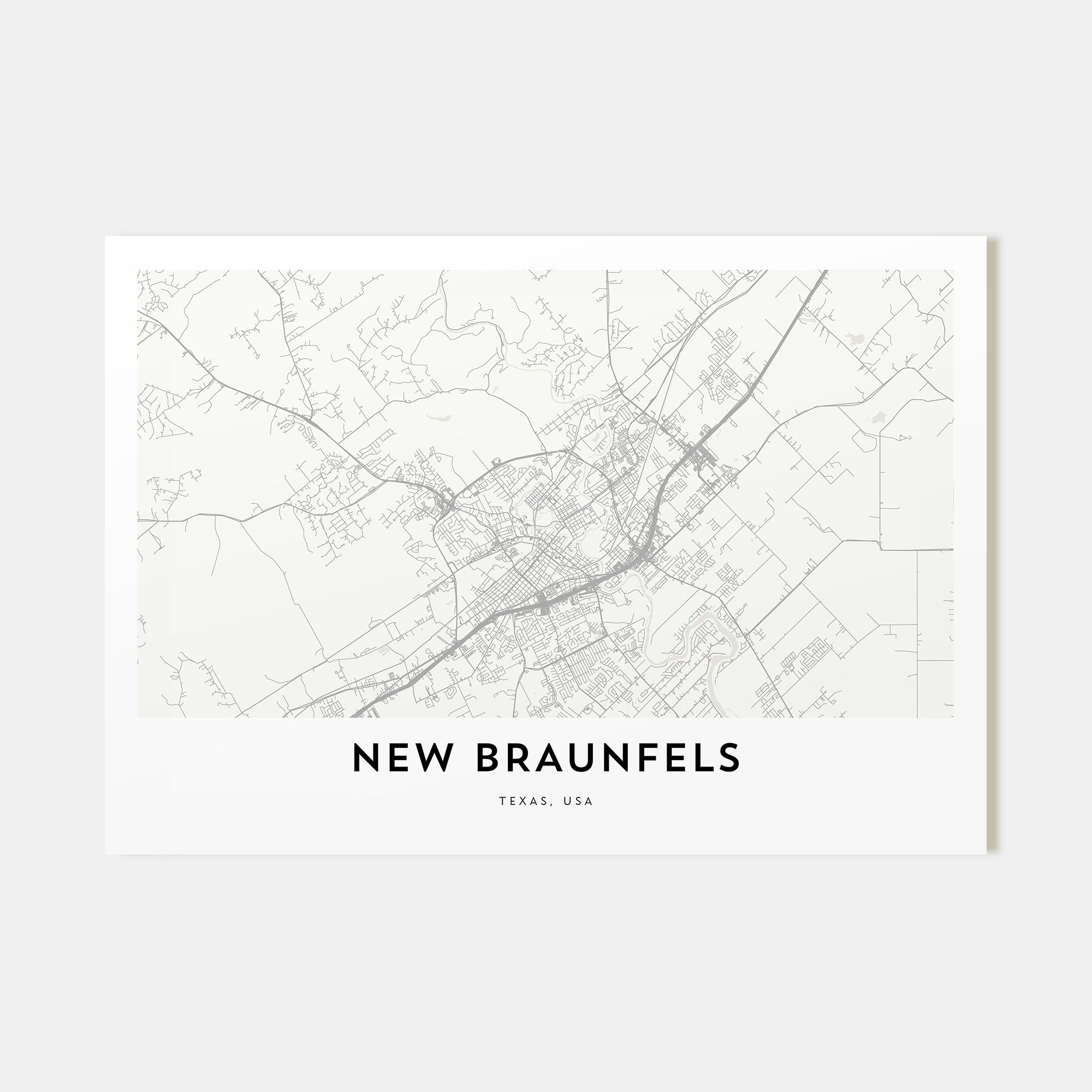 New Braunfels Map Landscape Poster