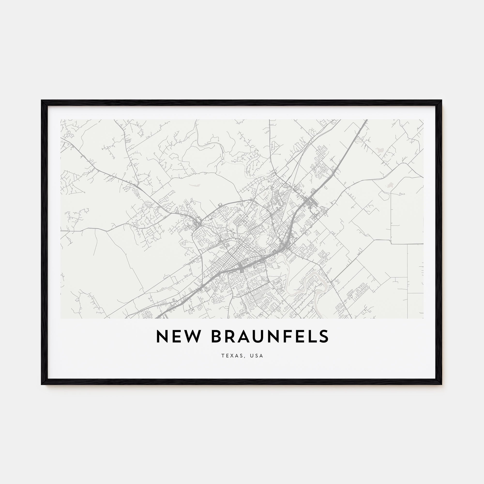 New Braunfels Map Landscape Poster