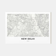 New Delhi Map Landscape Poster