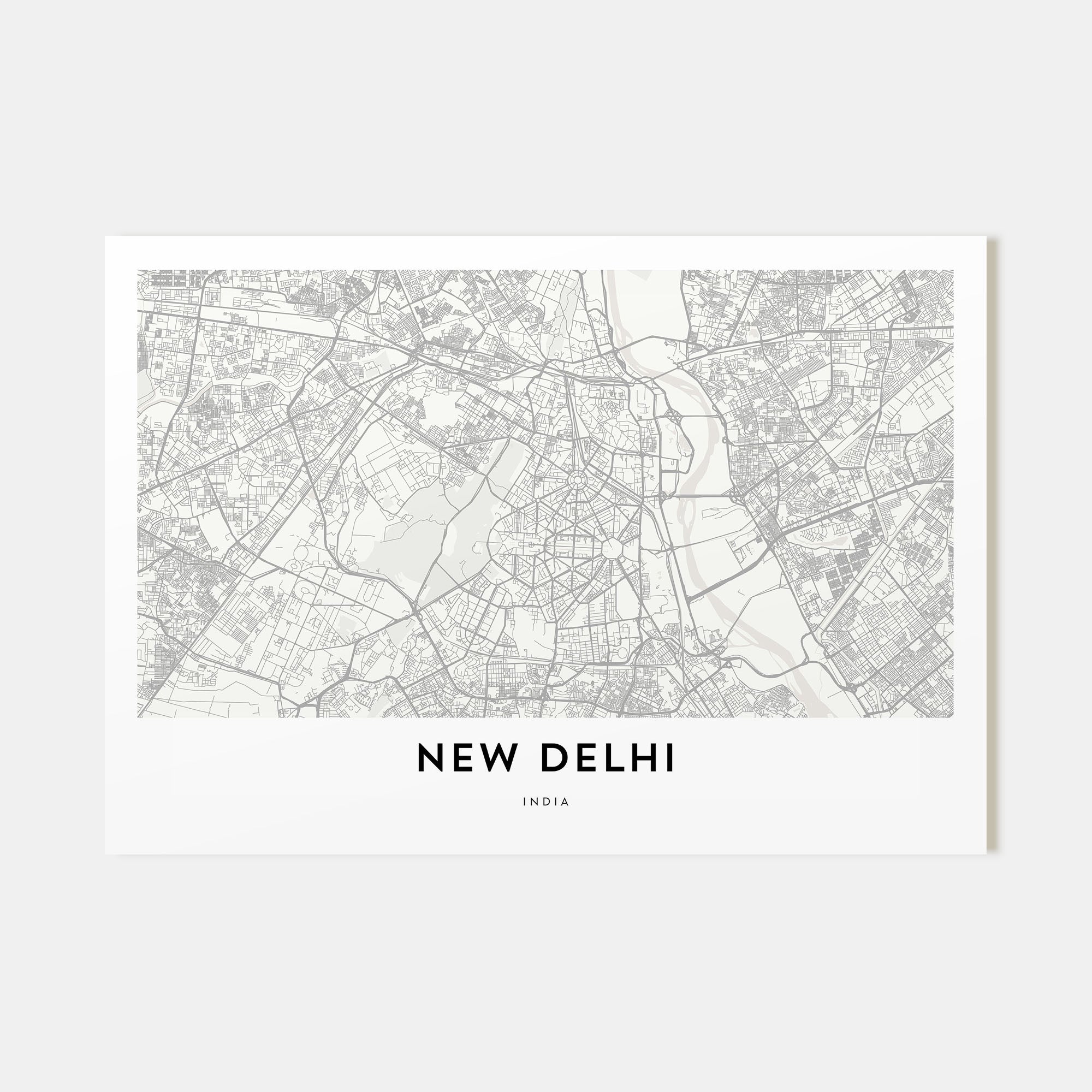 New Delhi Map Landscape Poster