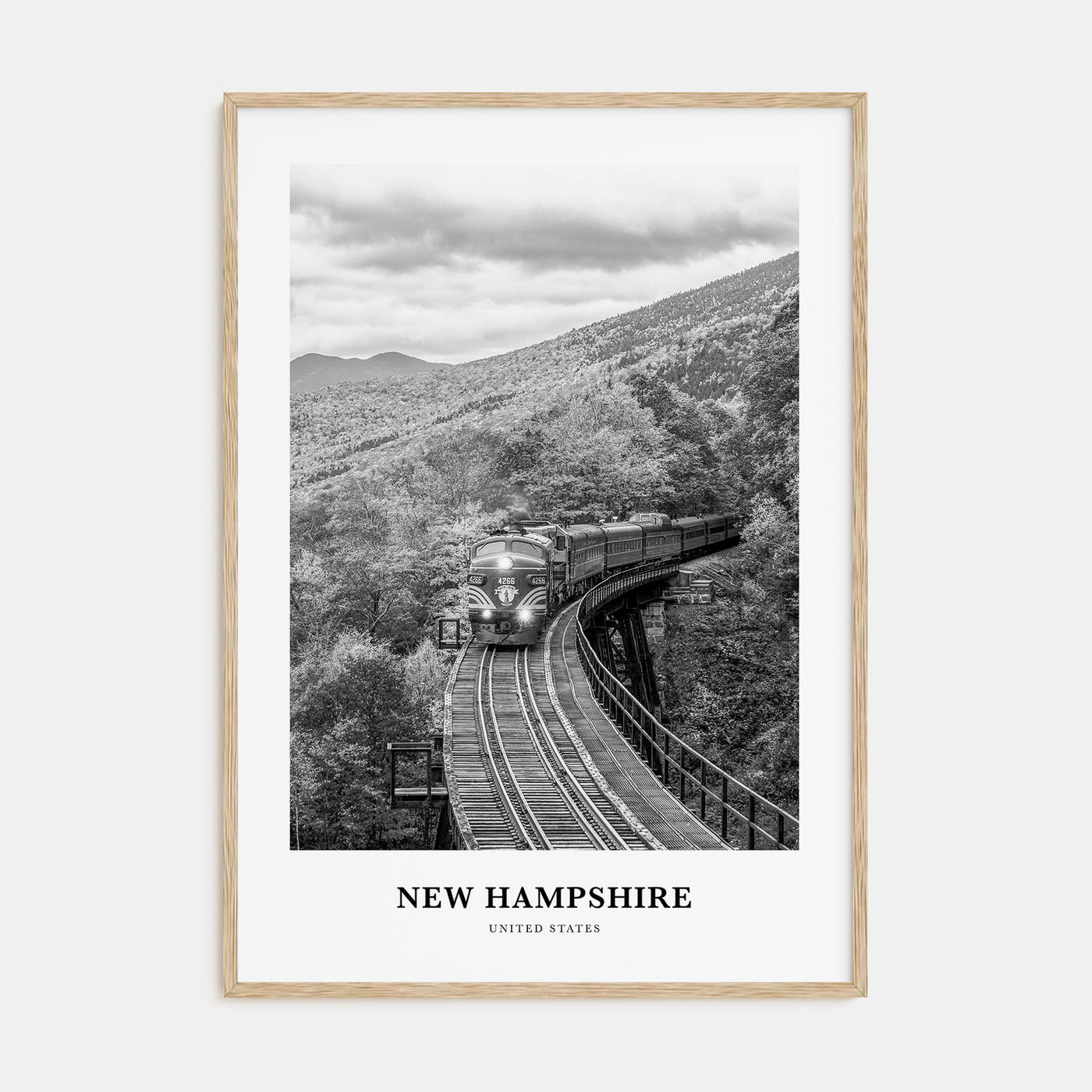 New Hampshire Portrait B&W Poster