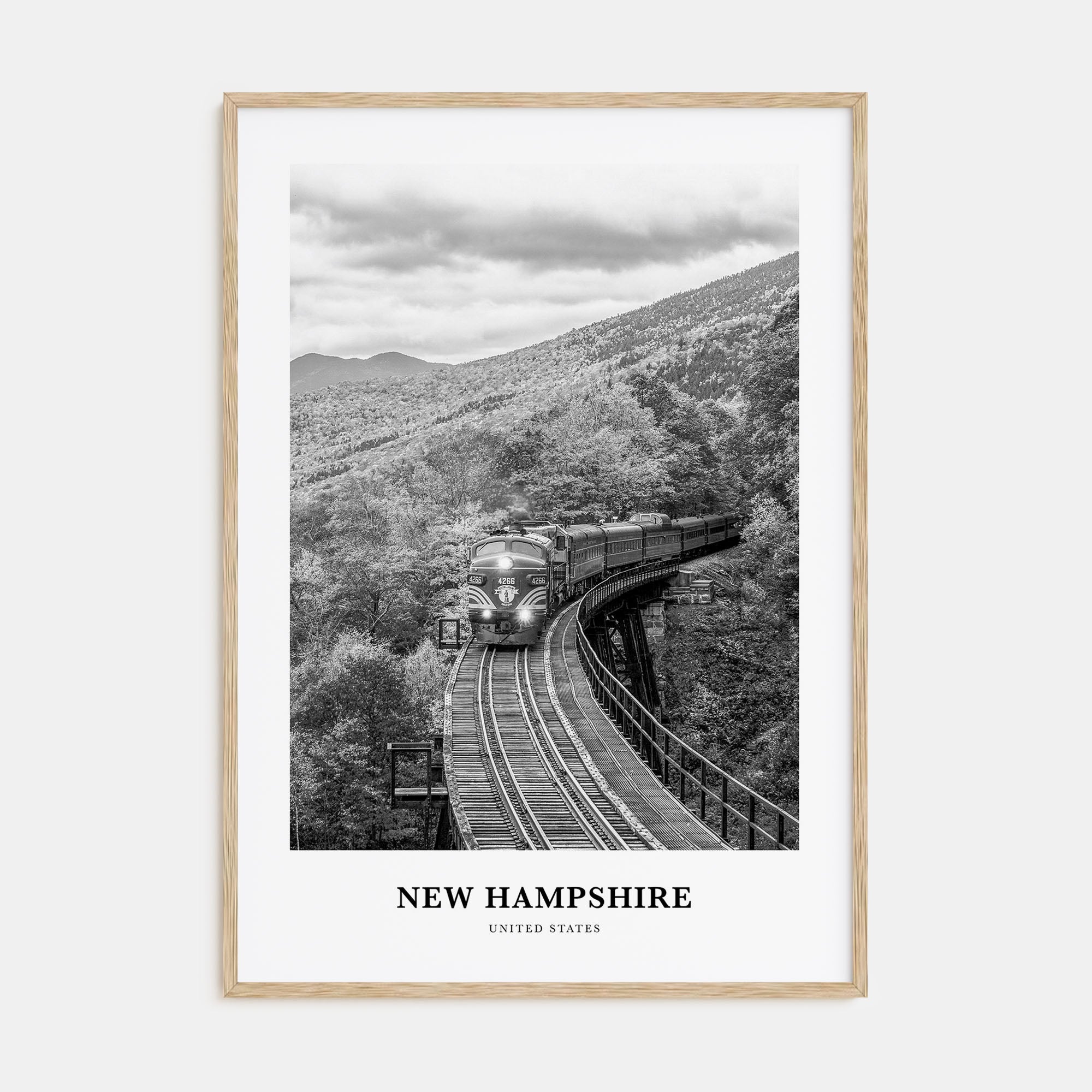 New Hampshire Portrait B&W Poster