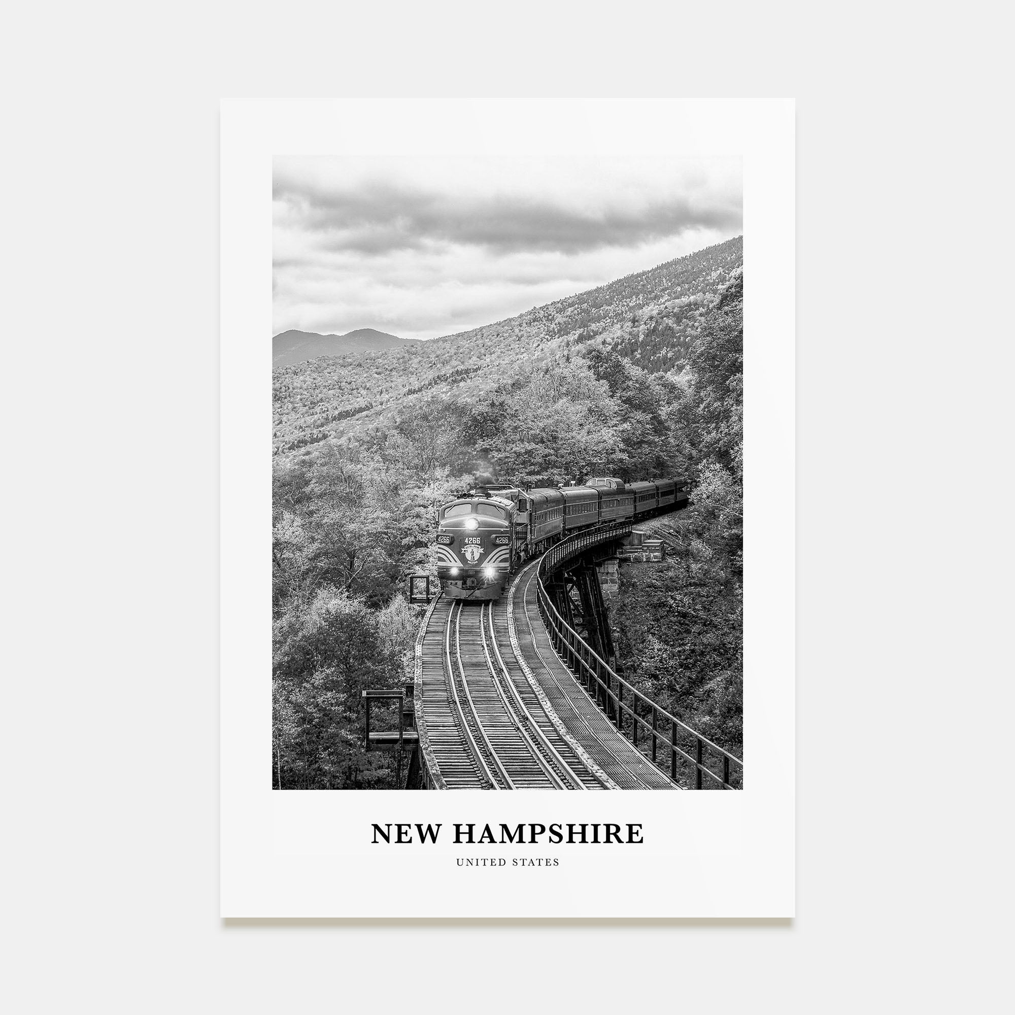 New Hampshire Portrait B&W Poster