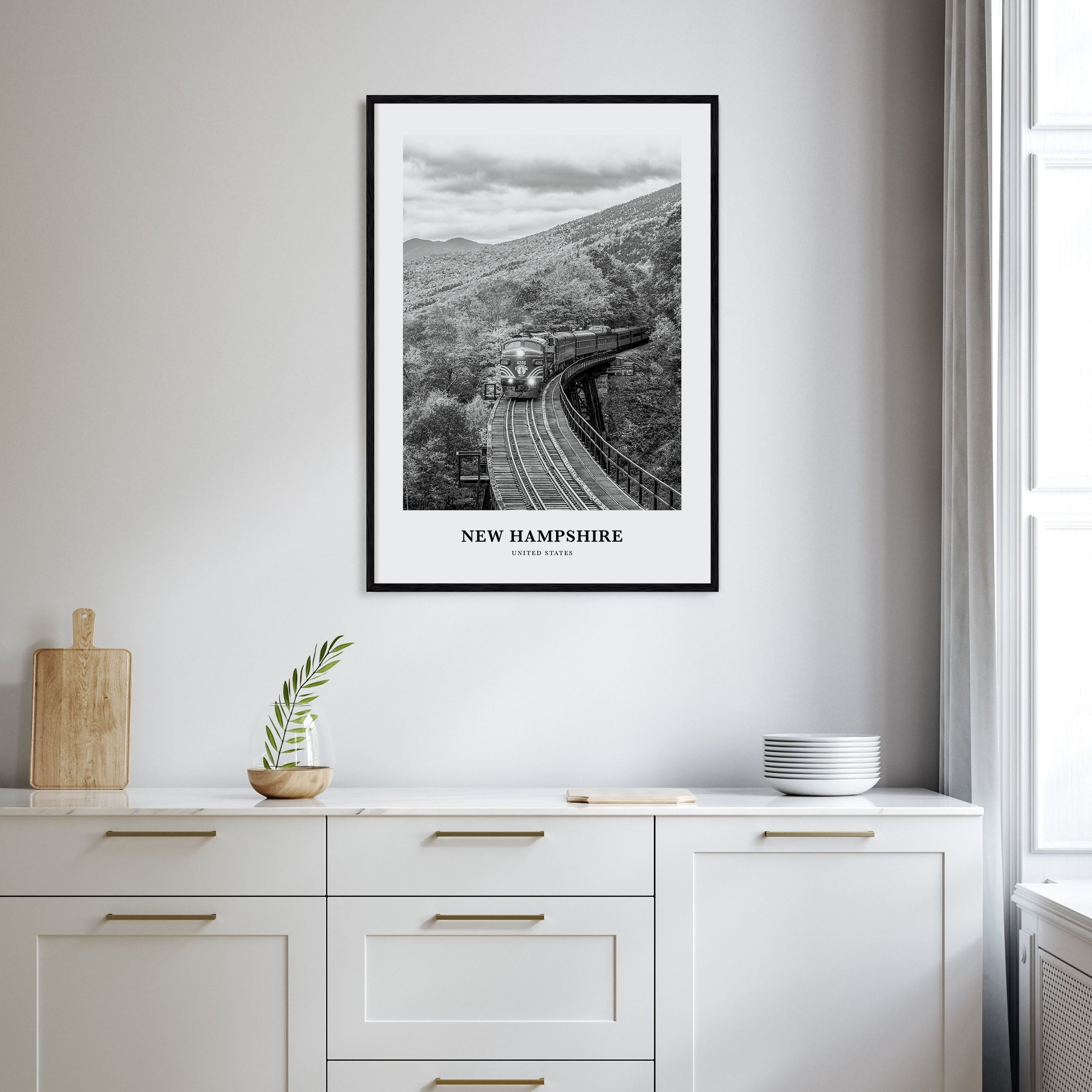 New Hampshire Portrait B&W Poster