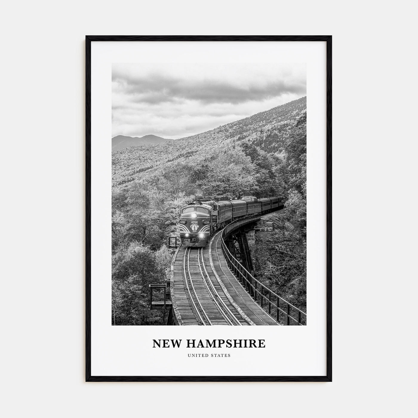 New Hampshire Portrait B&W Poster