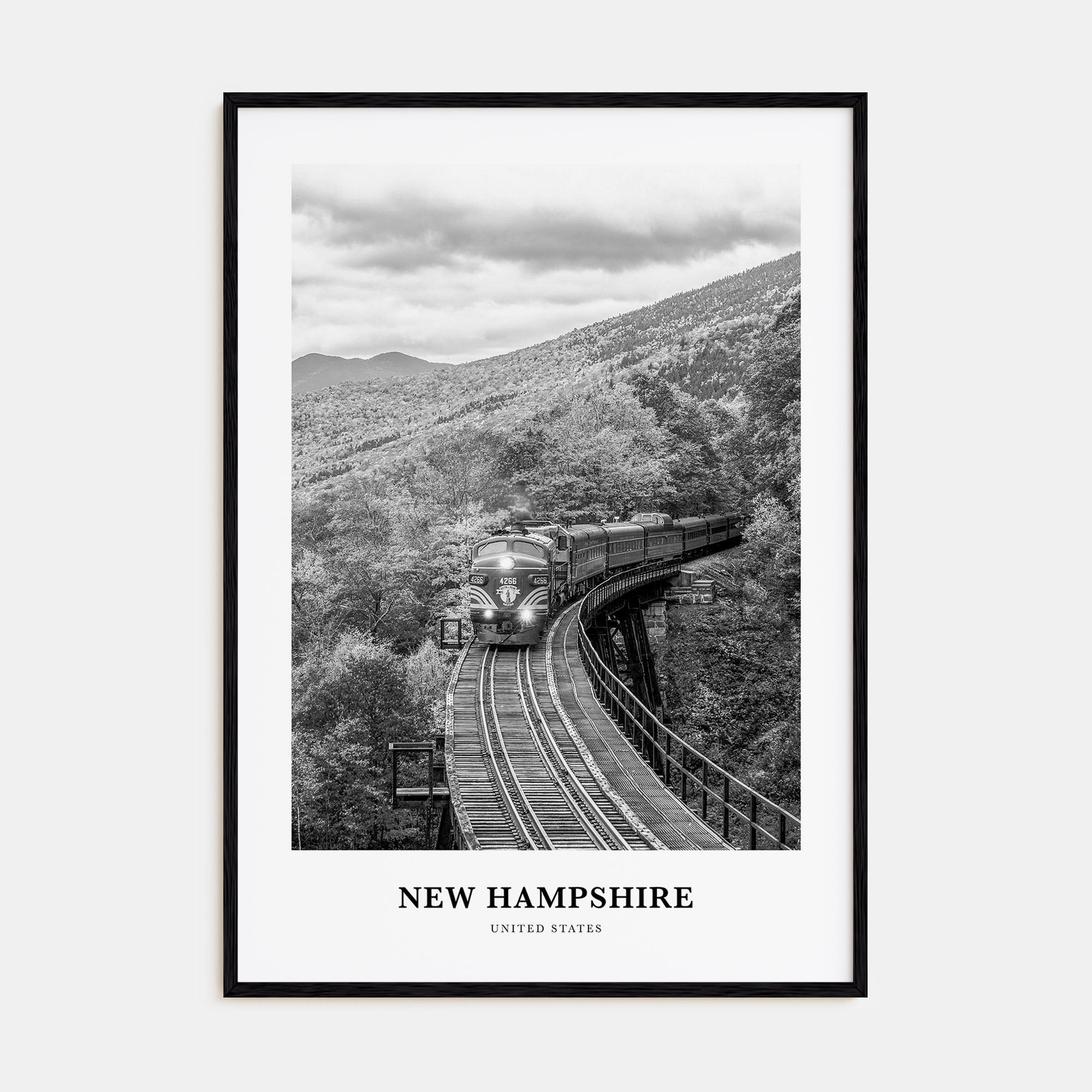 New Hampshire Portrait B&W Poster