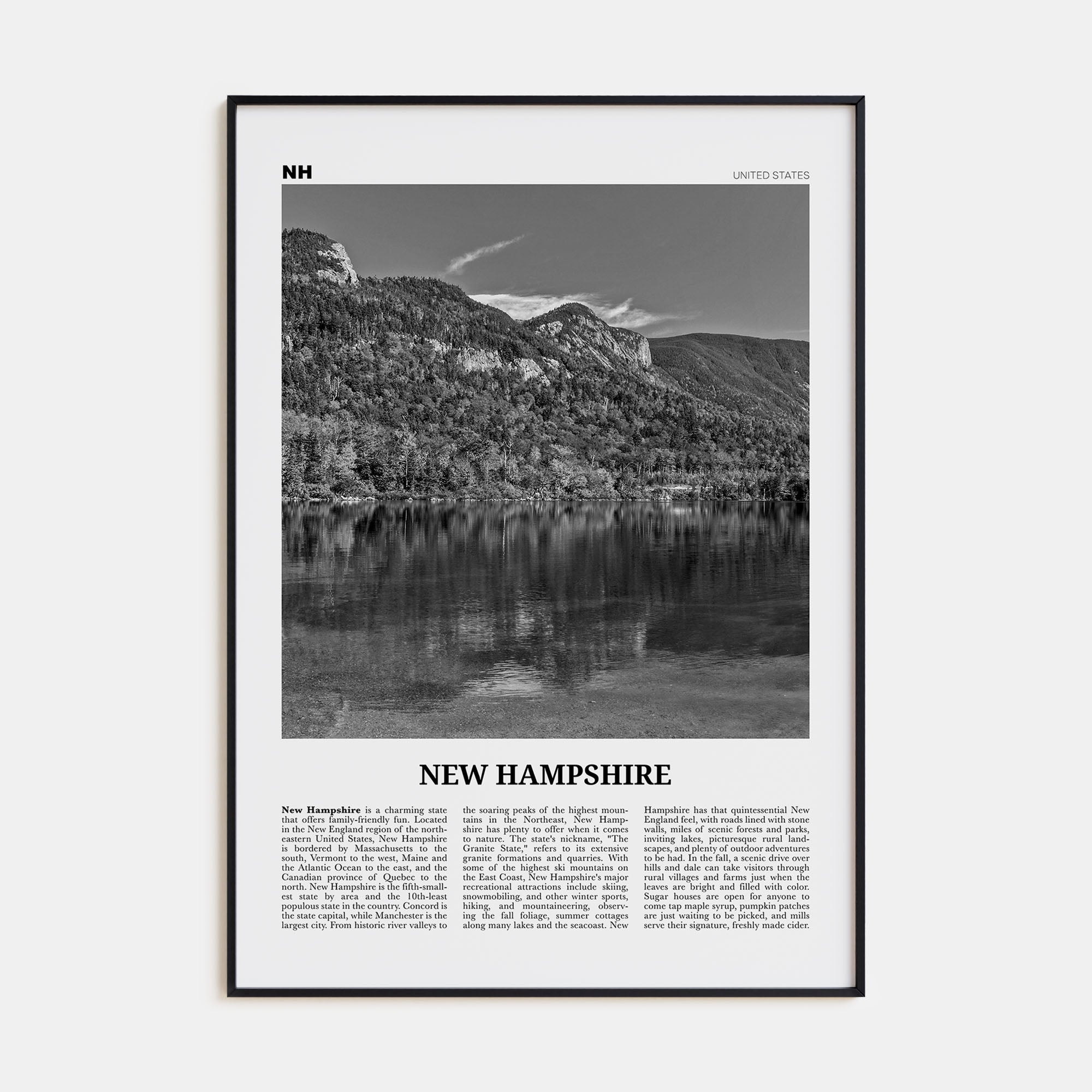 New Hampshire Travel B&W No 1 Poster