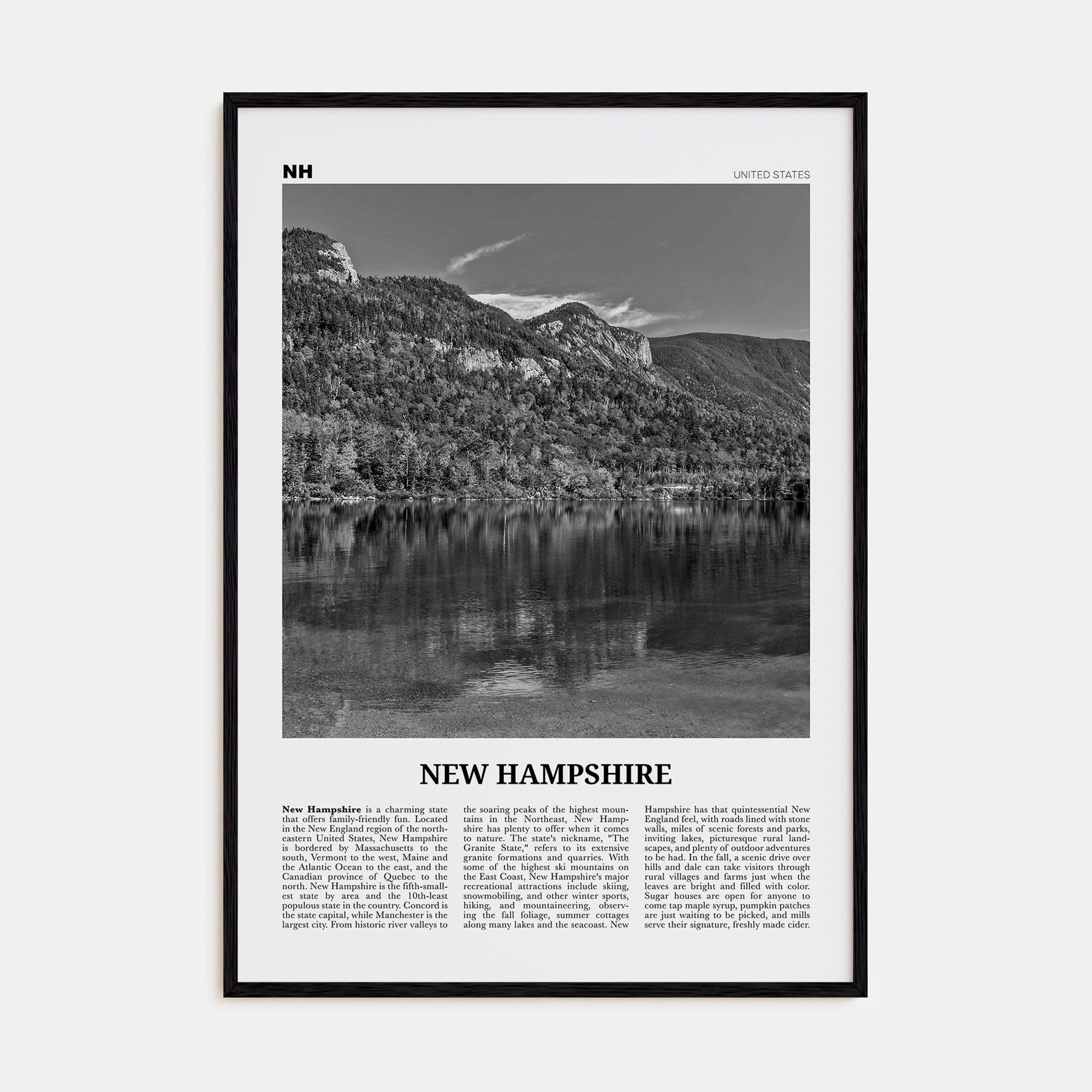 New Hampshire Travel B&W No 1 Poster