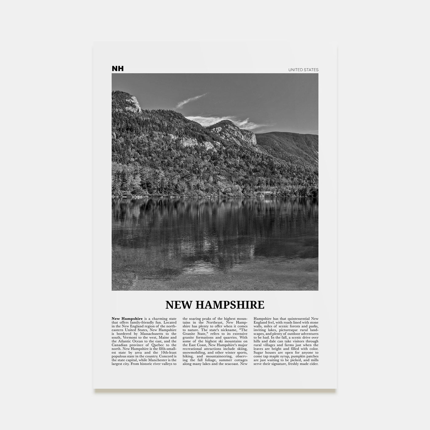 New Hampshire Travel B&W No 1 Poster