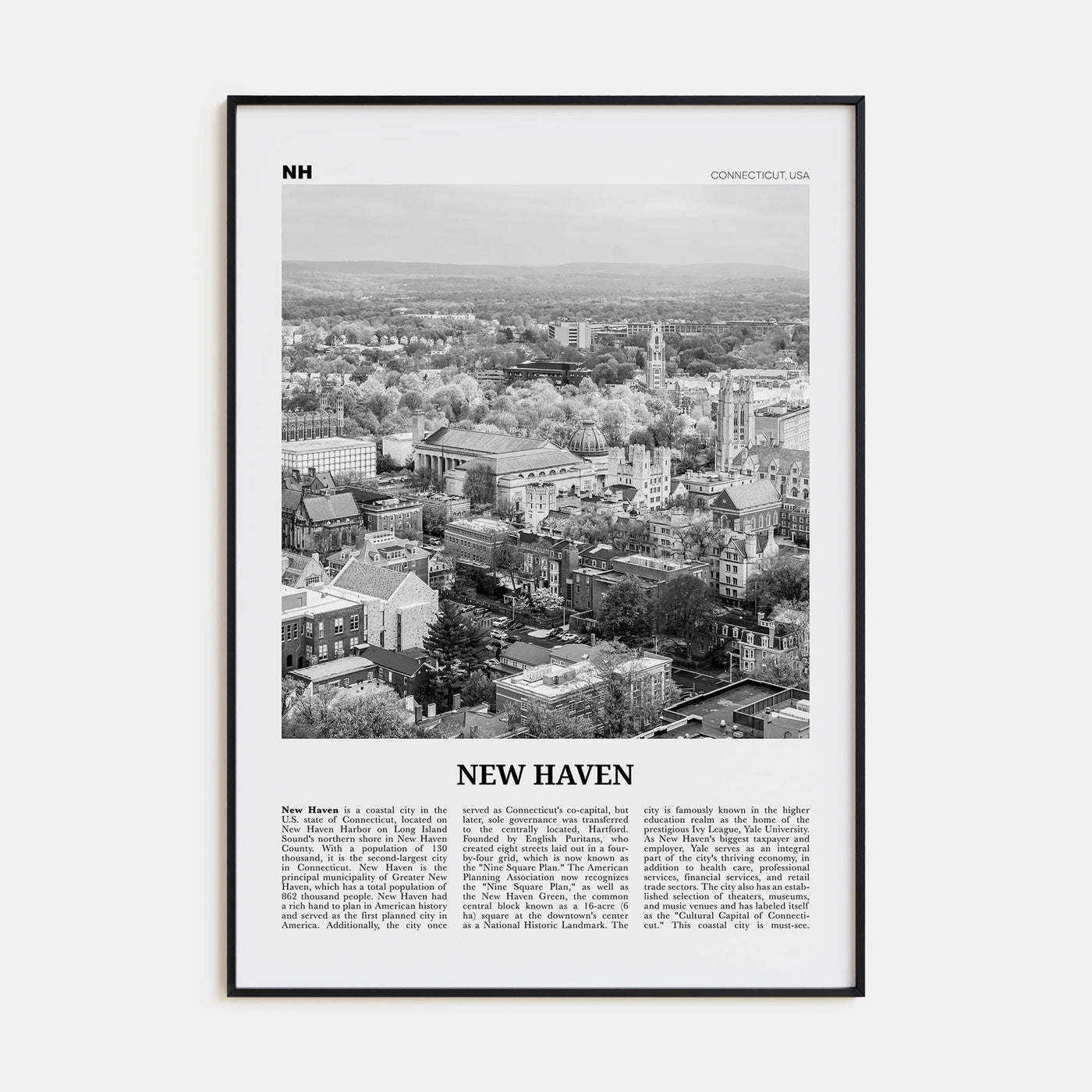 New Haven Travel B&W Poster