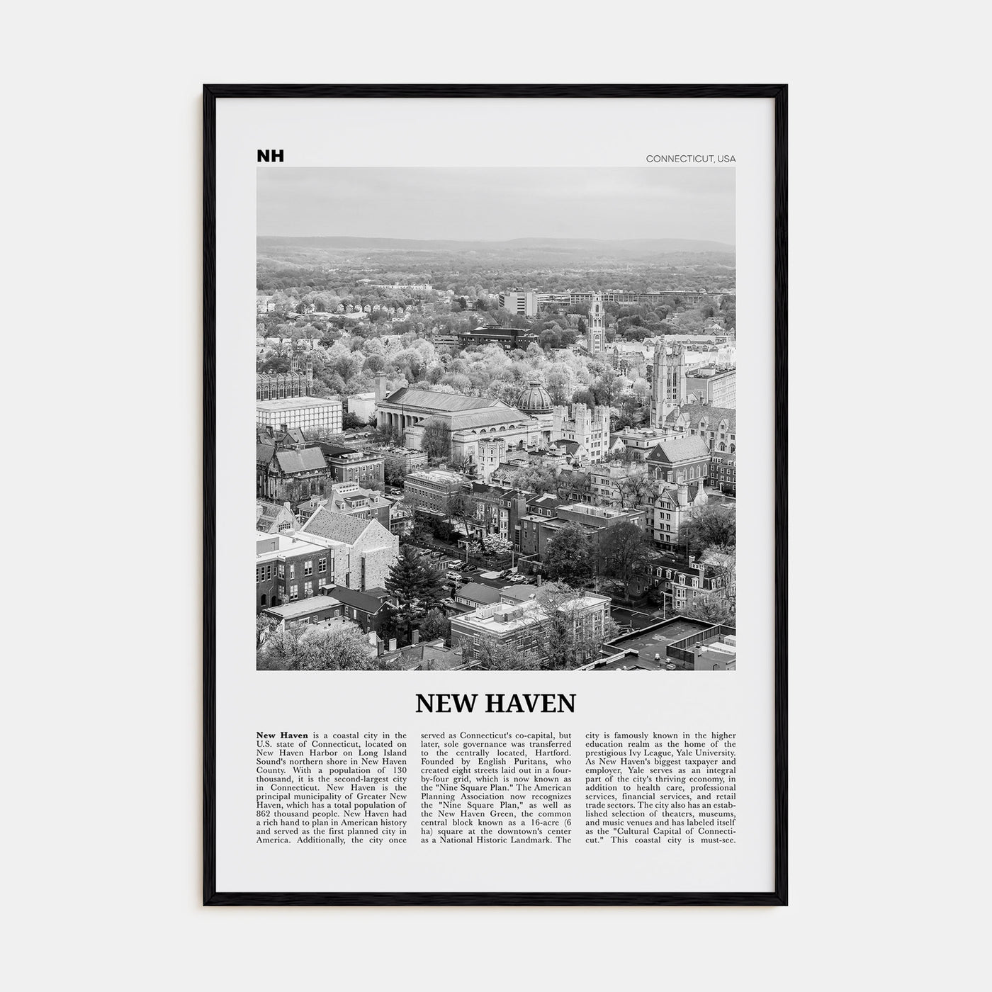 New Haven Travel B&W Poster