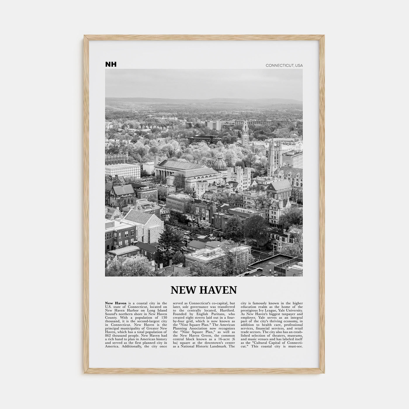 New Haven Travel B&W Poster