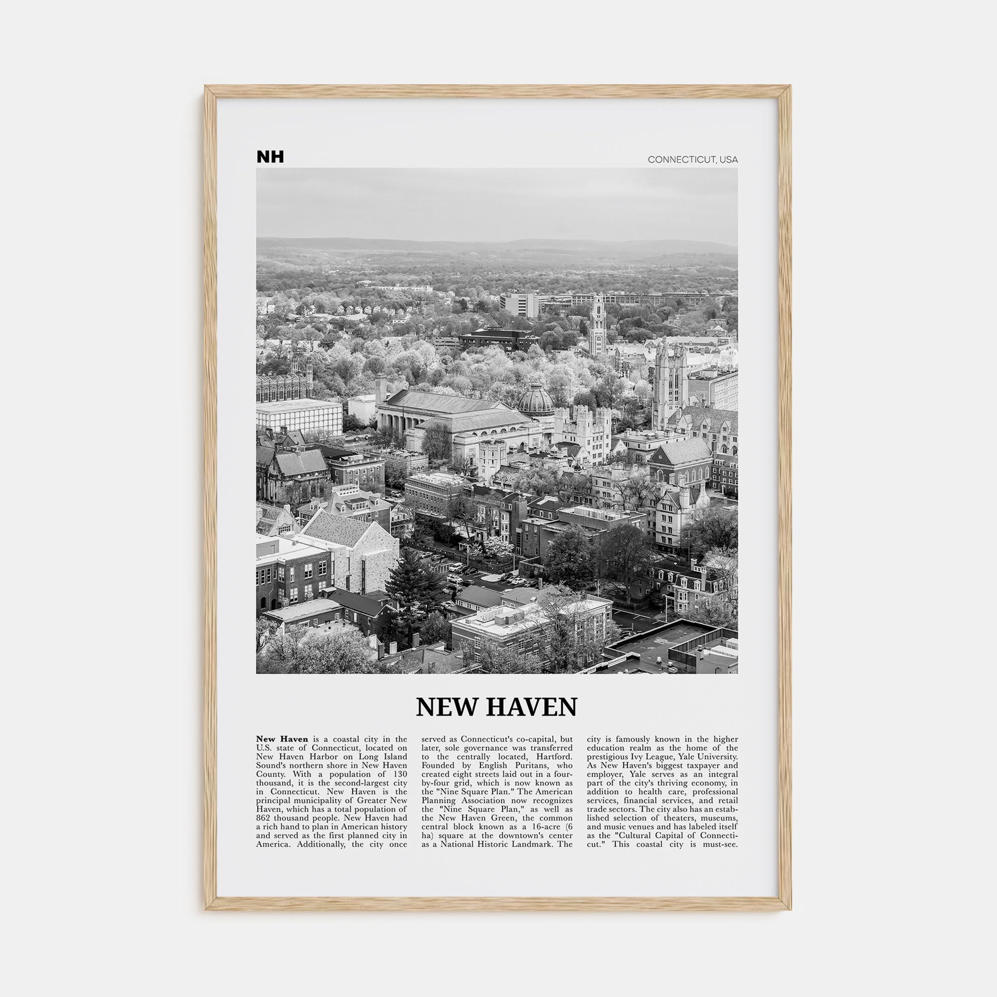 New Haven Travel B&W Poster