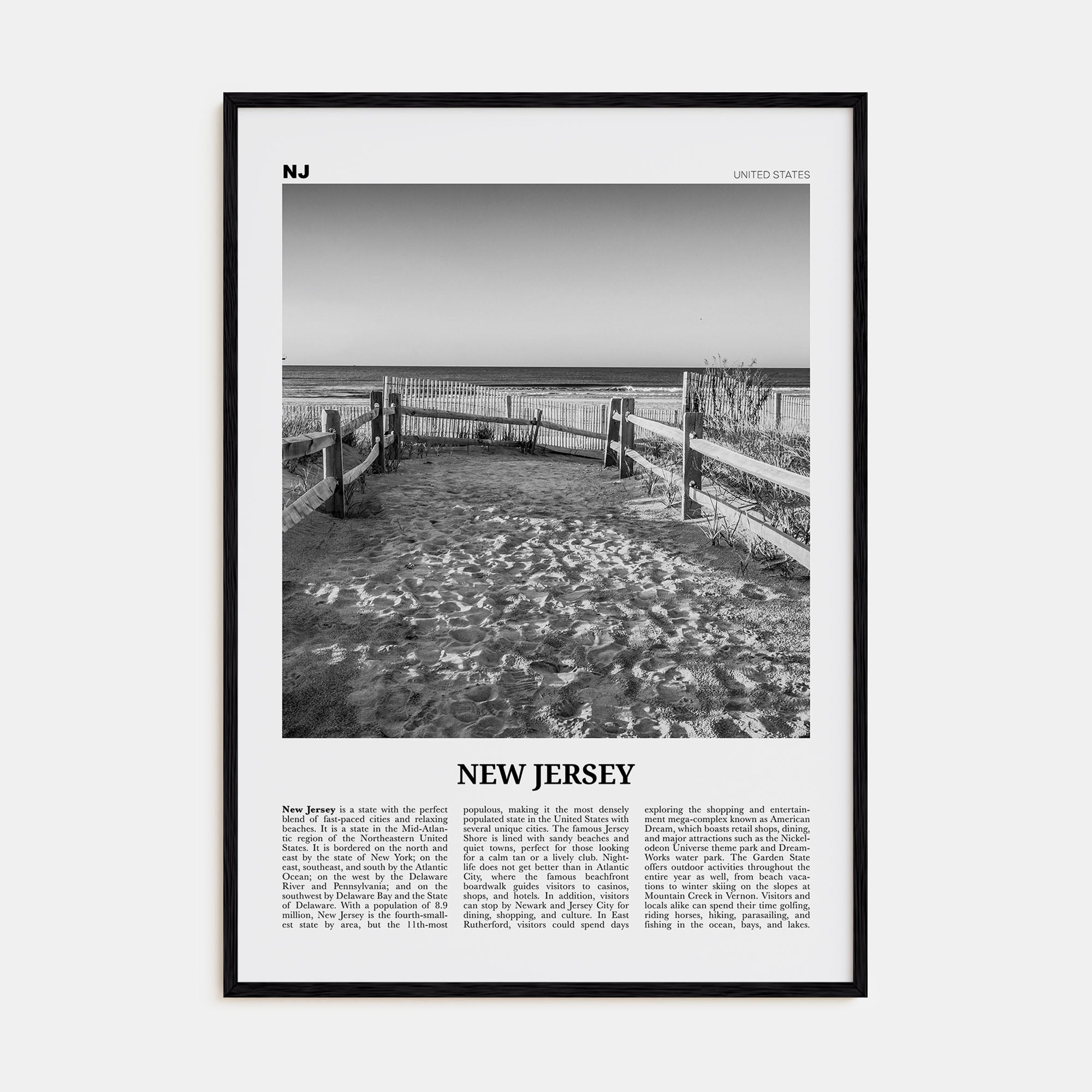 New Jersey Travel B&W No 2 Poster