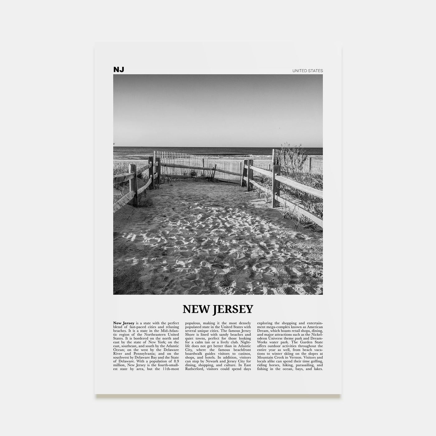 New Jersey Travel B&W No 2 Poster