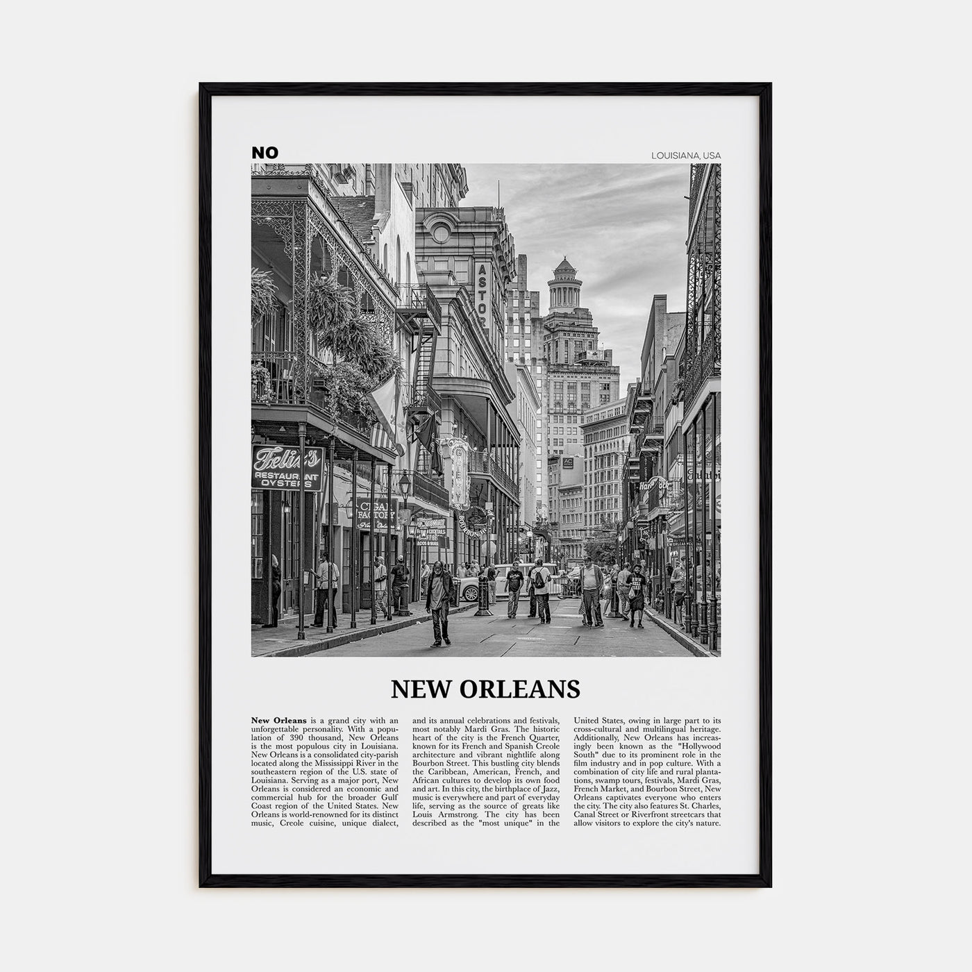 New Orleans Travel B&W No 2 Poster