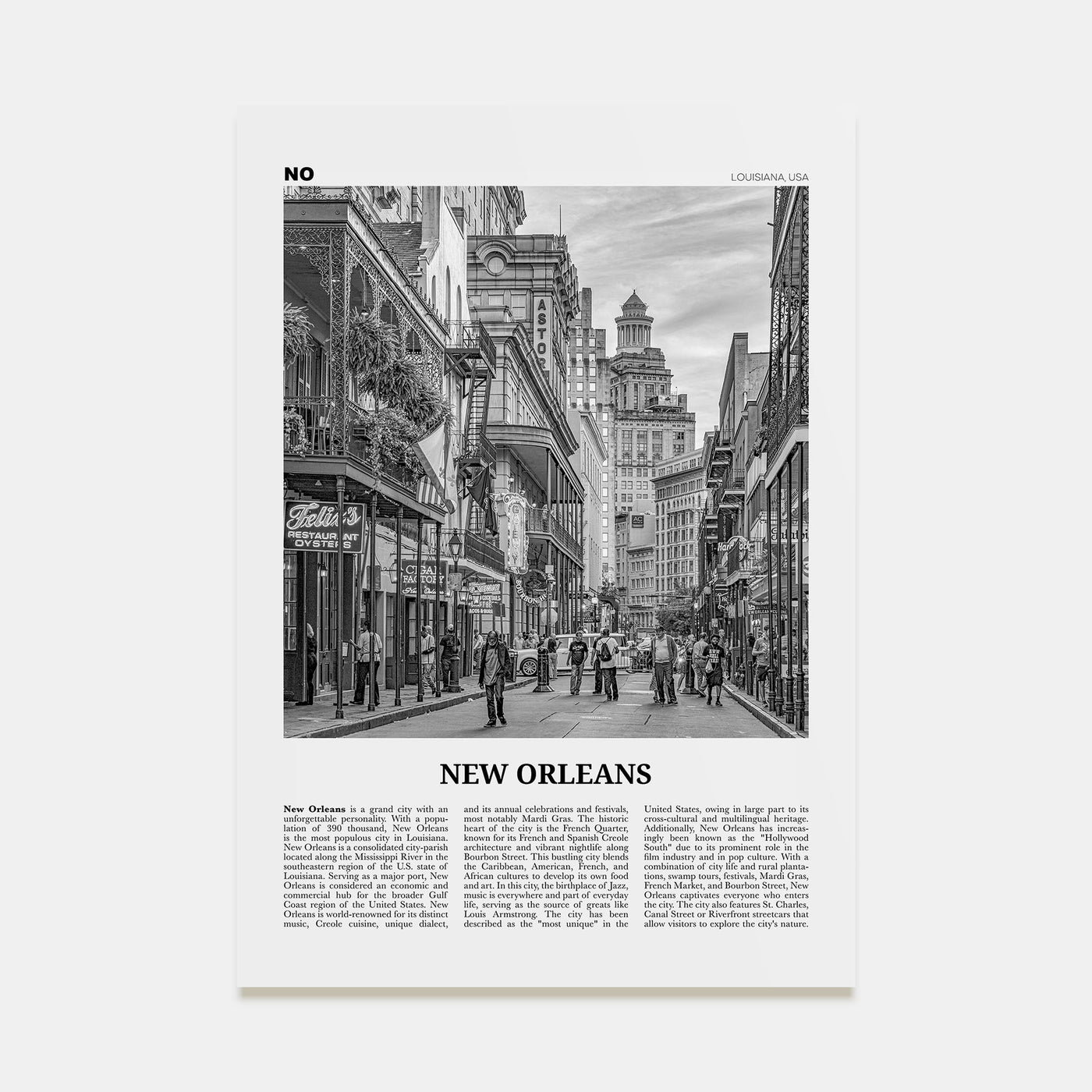 New Orleans Travel B&W No 2 Poster