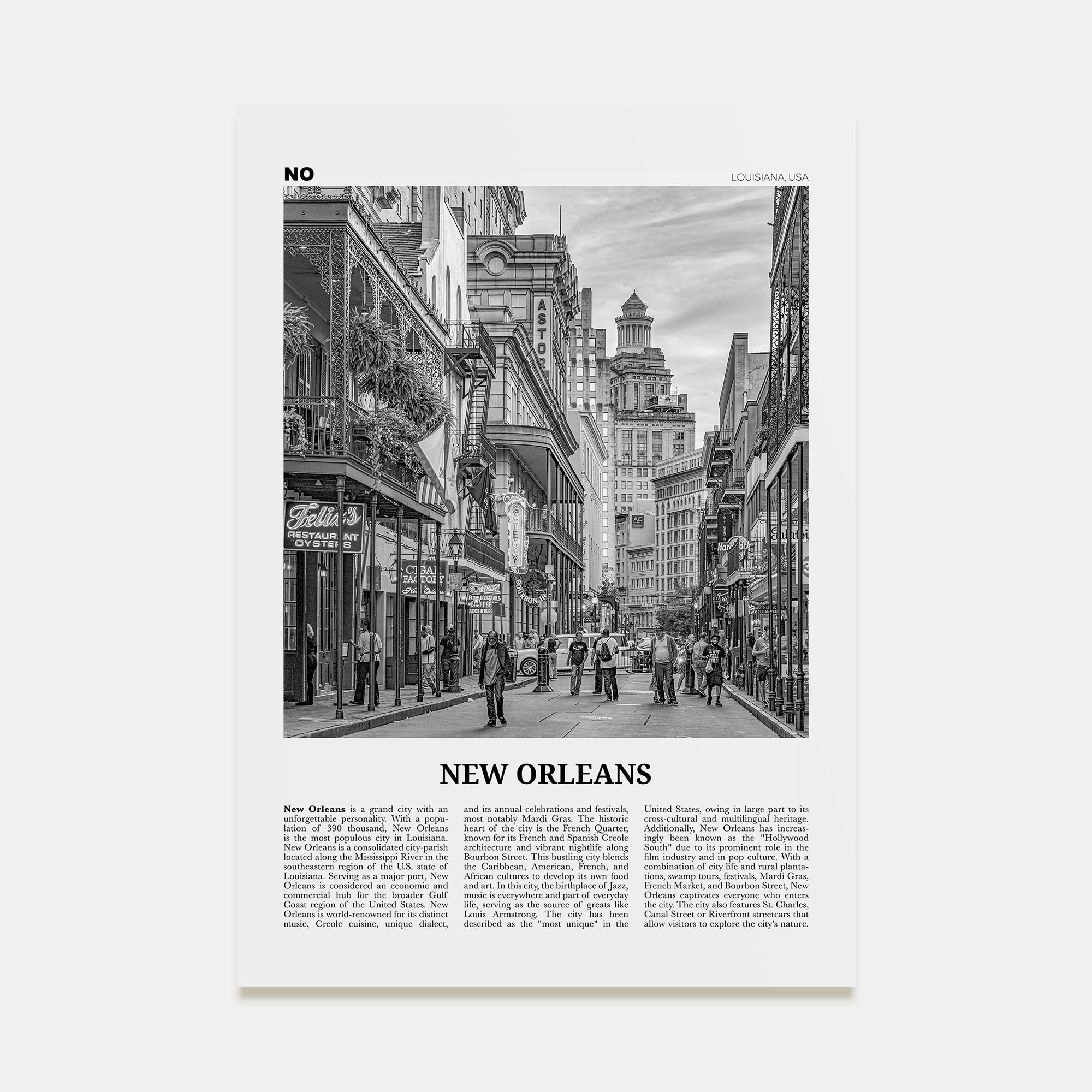 New Orleans Travel B&W No 2 Poster