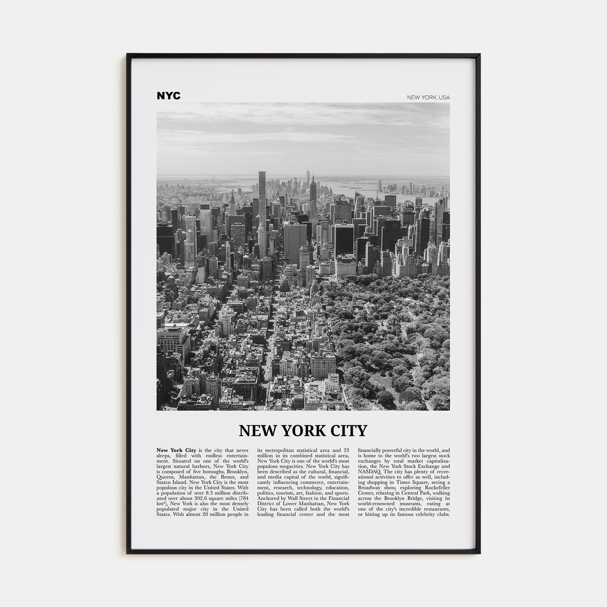 New York City Travel B&W No 3 Poster