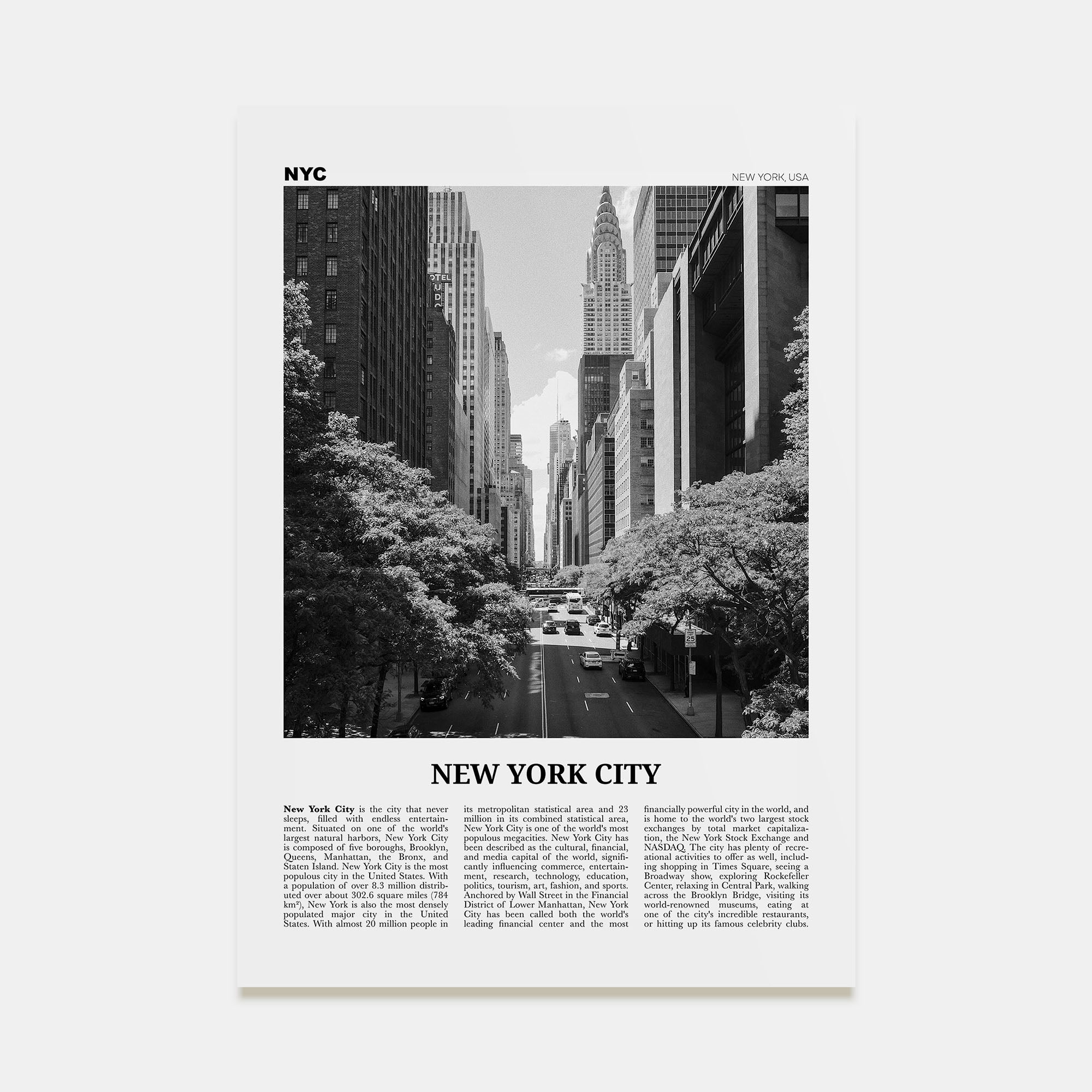 New York City Travel B&W No 4 Poster