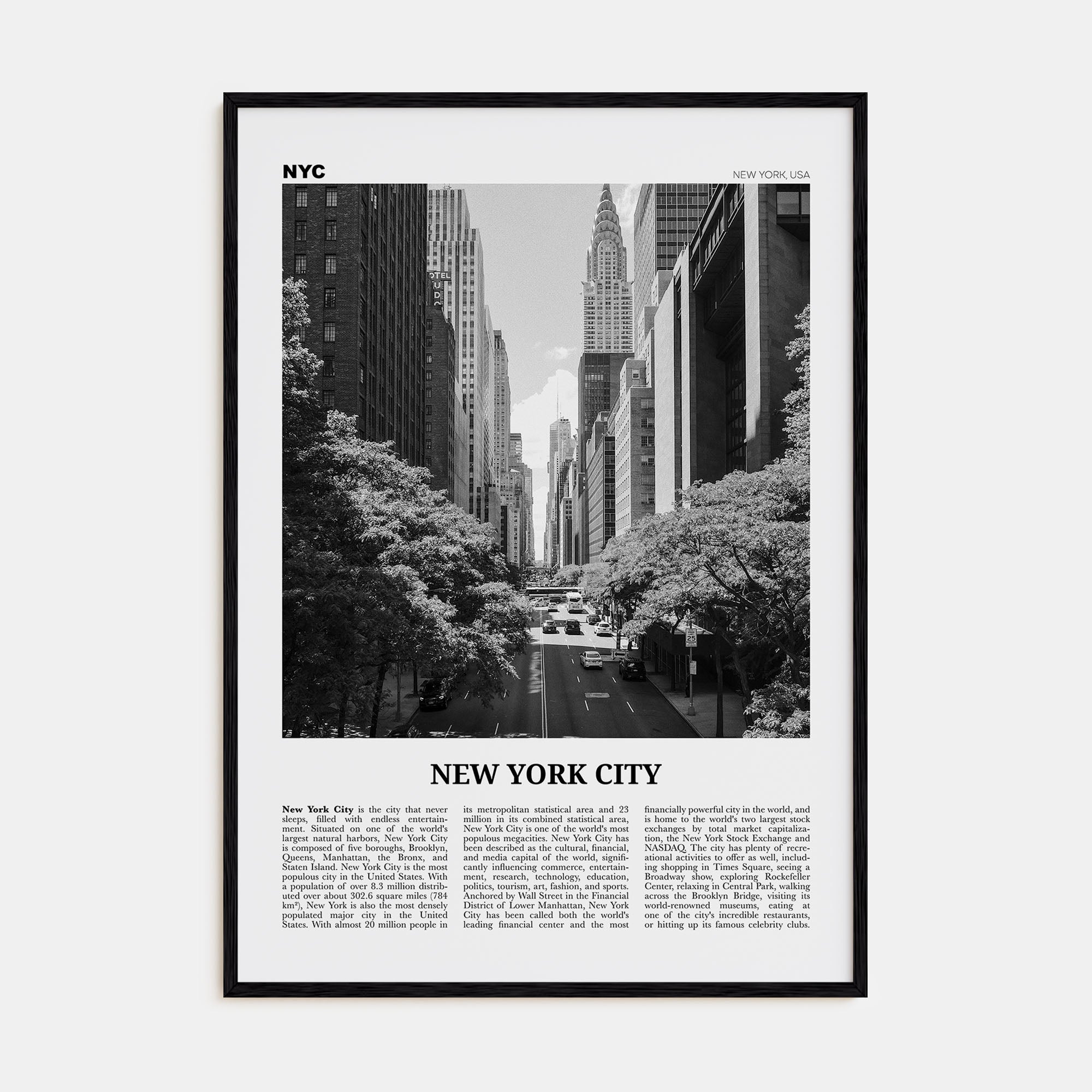 New York City Travel B&W No 4 Poster