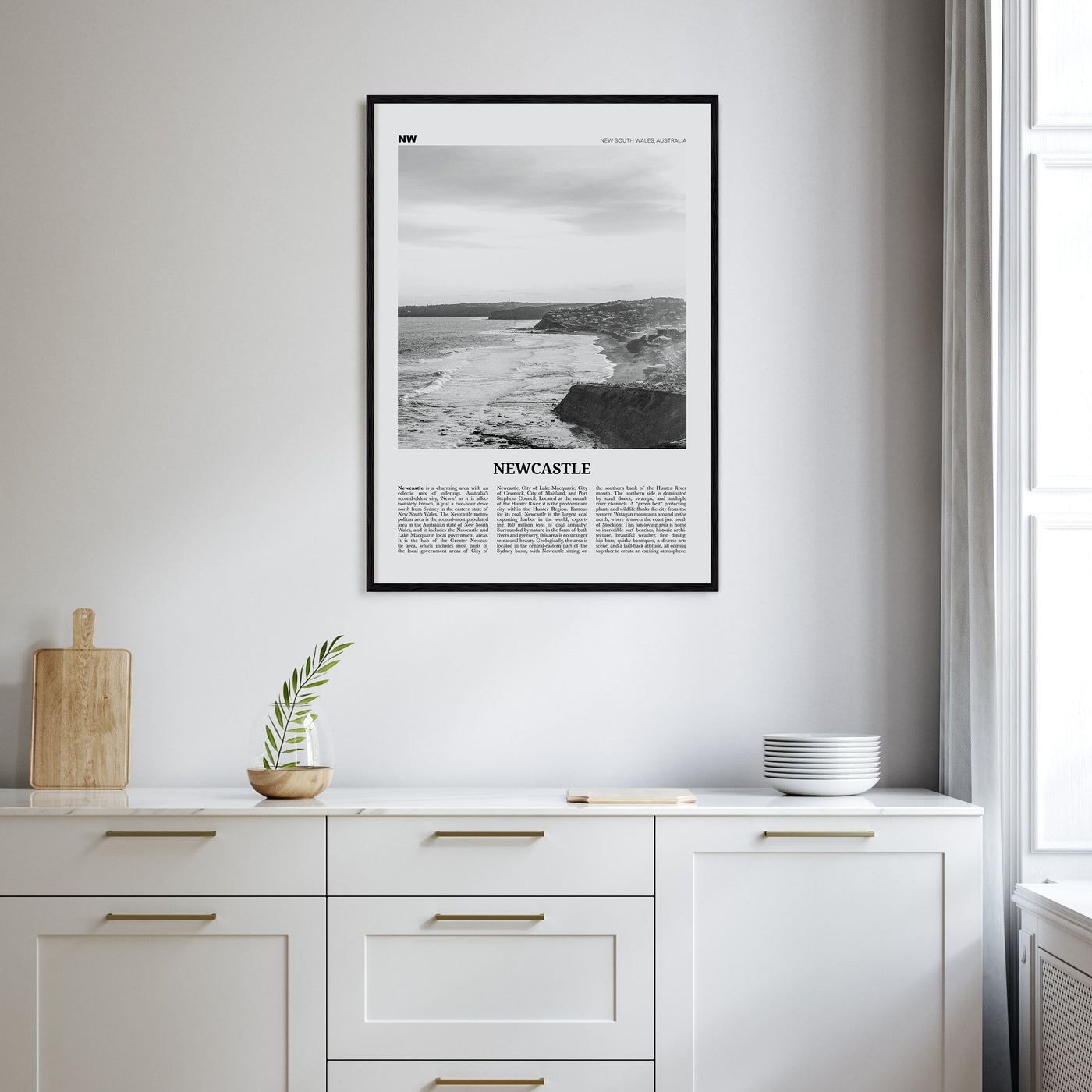 Newcastle, Australia Travel B&W Poster