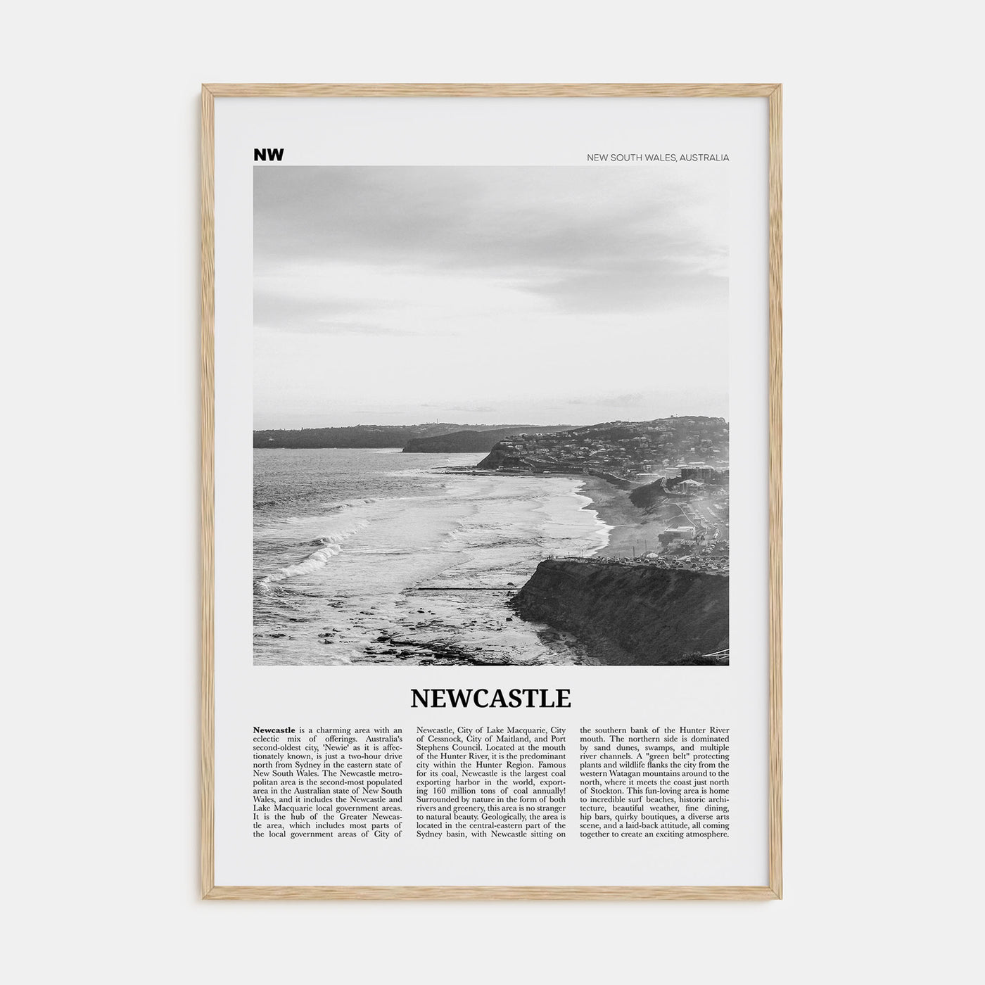 Newcastle, Australia Travel B&W Poster
