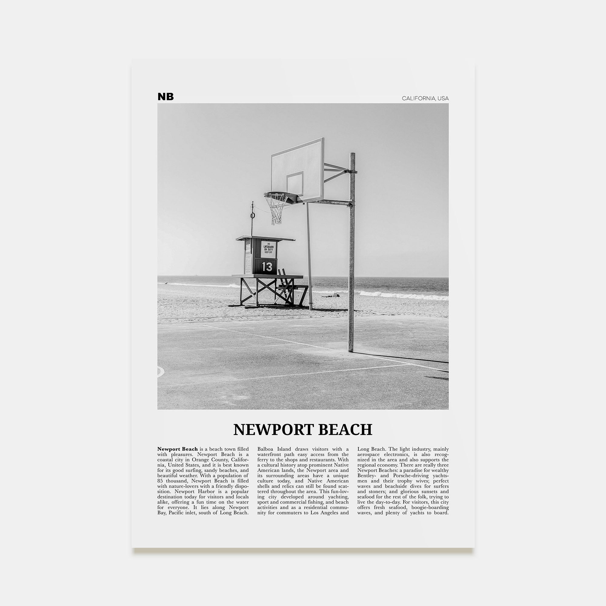 Newport Beach Travel B&W No 2 Poster