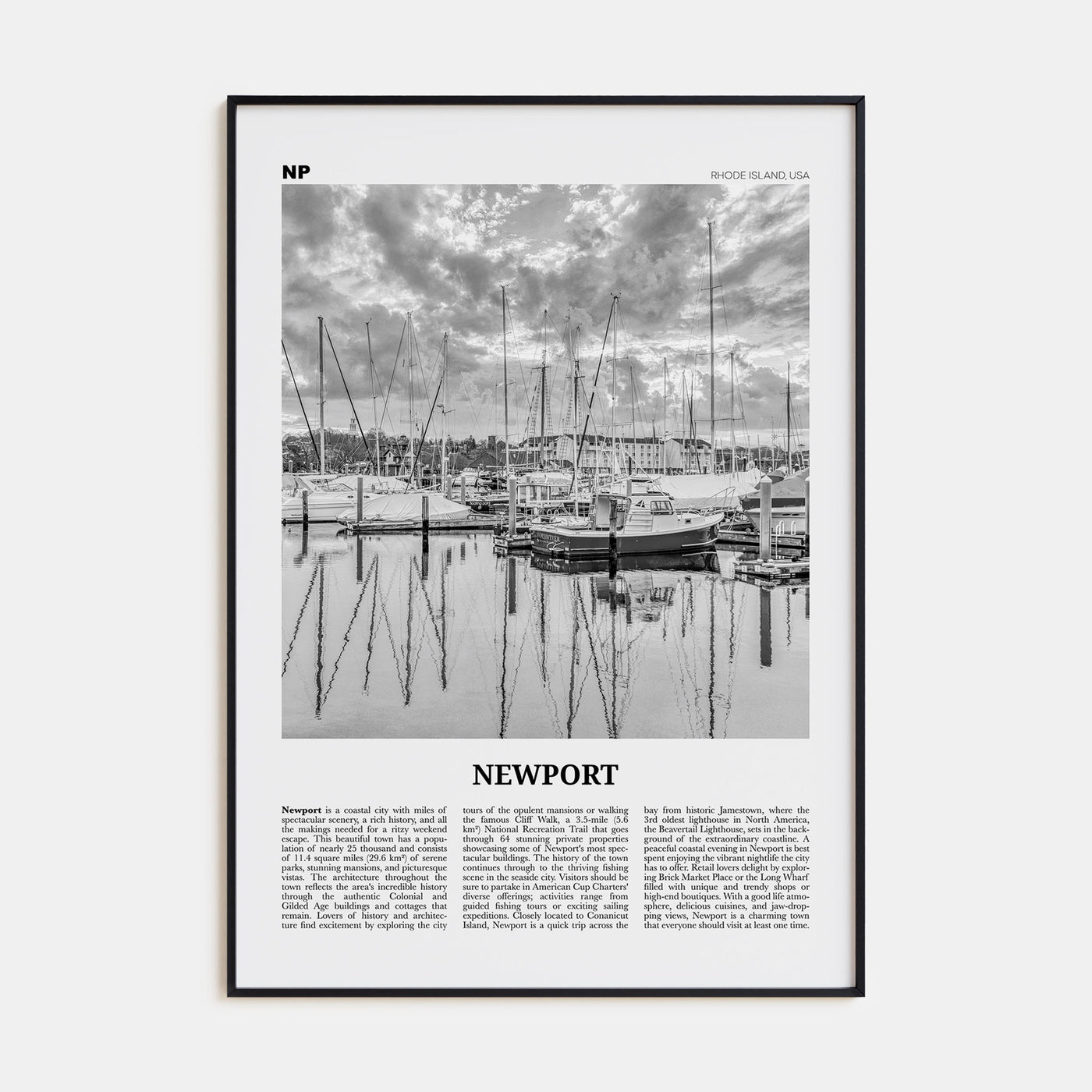 Newport Travel B&W Poster