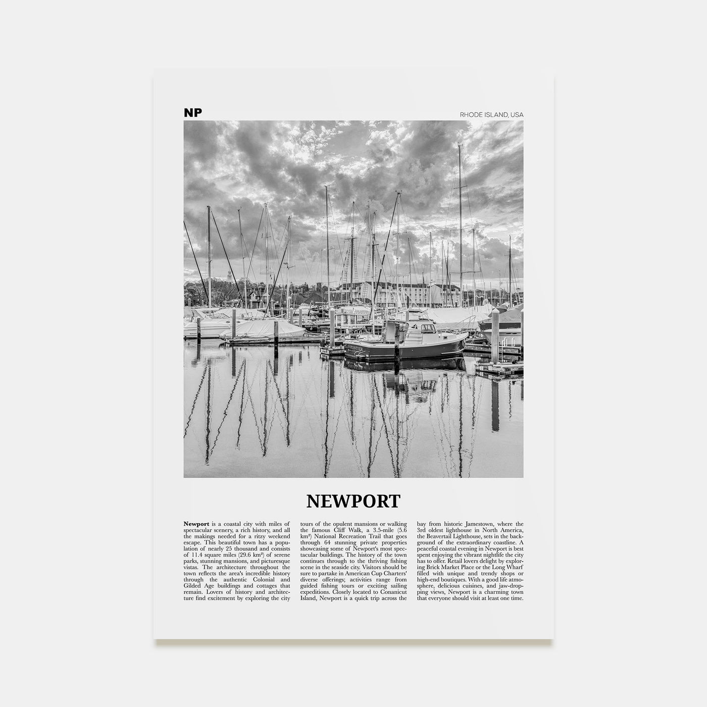 Newport Travel B&W Poster