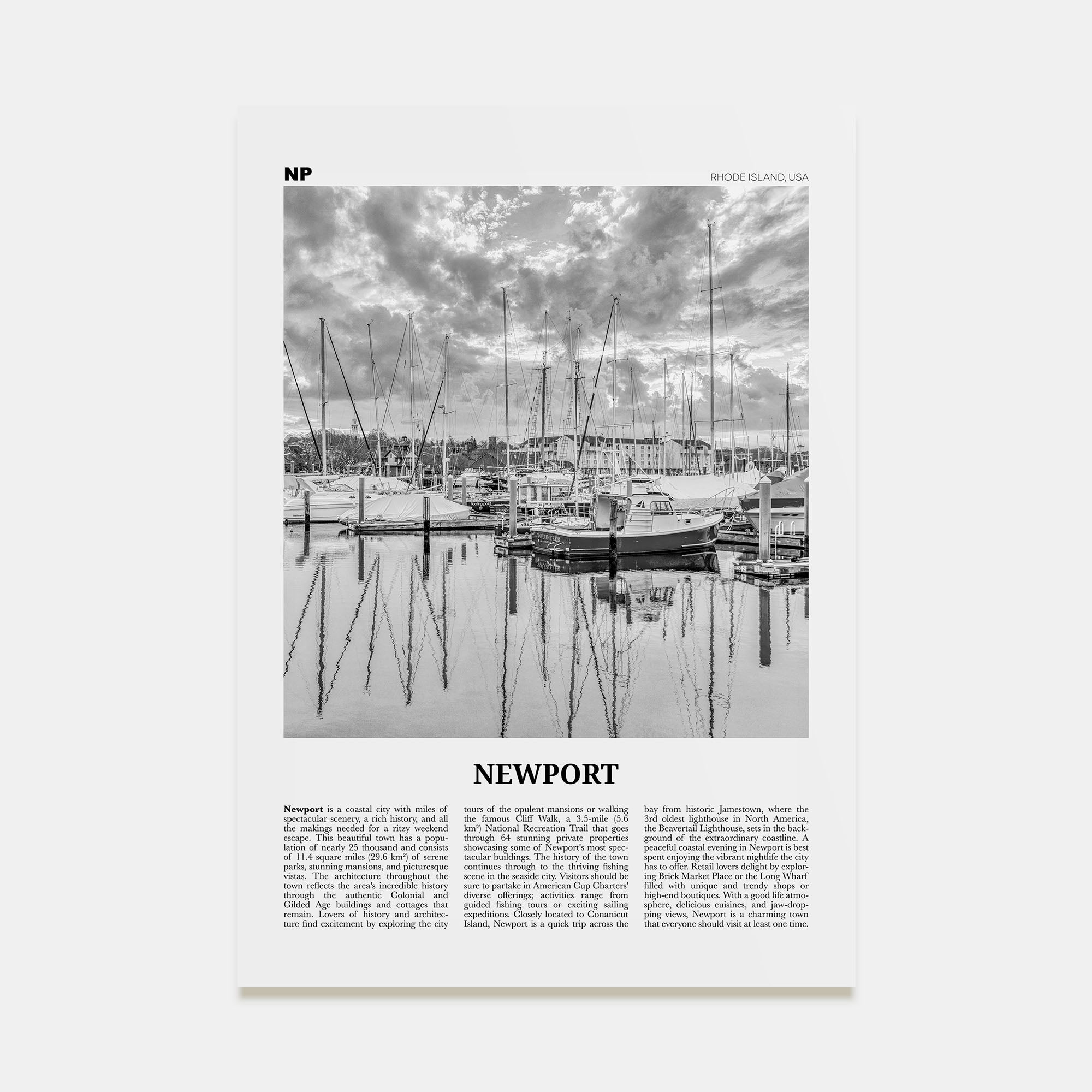 Newport Travel B&W Poster
