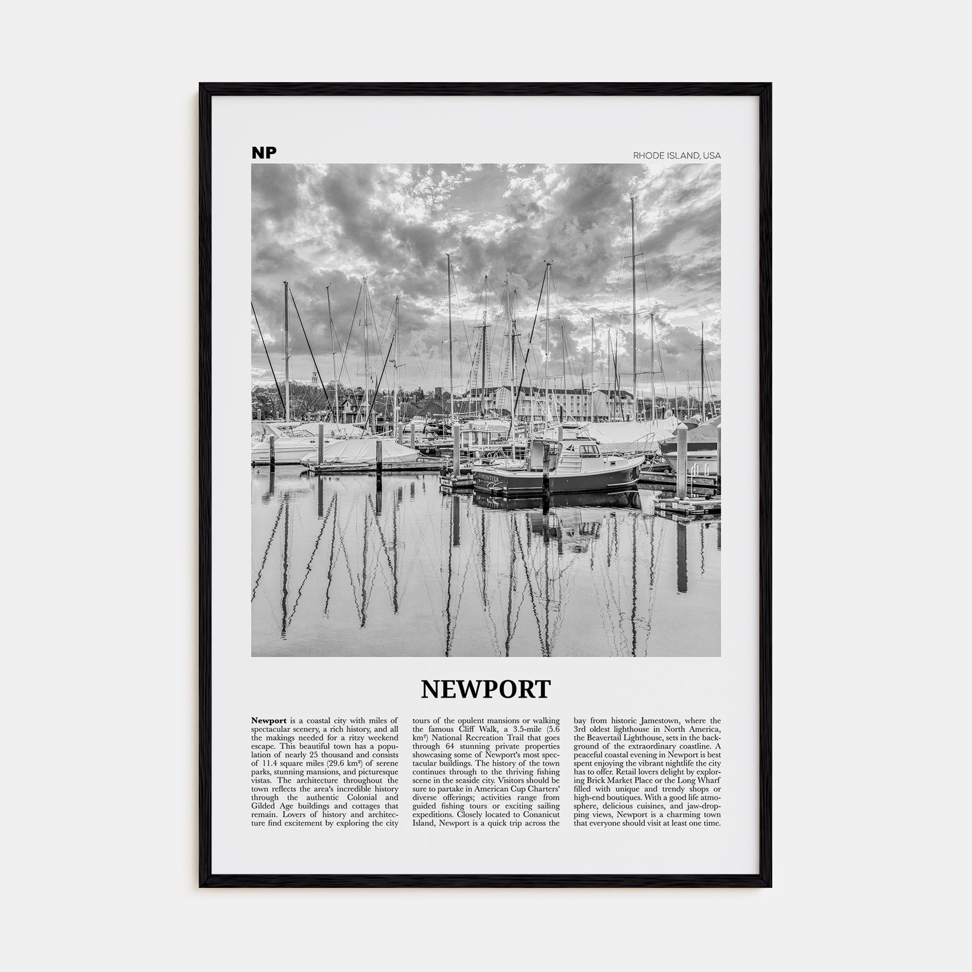 Newport Travel B&W Poster