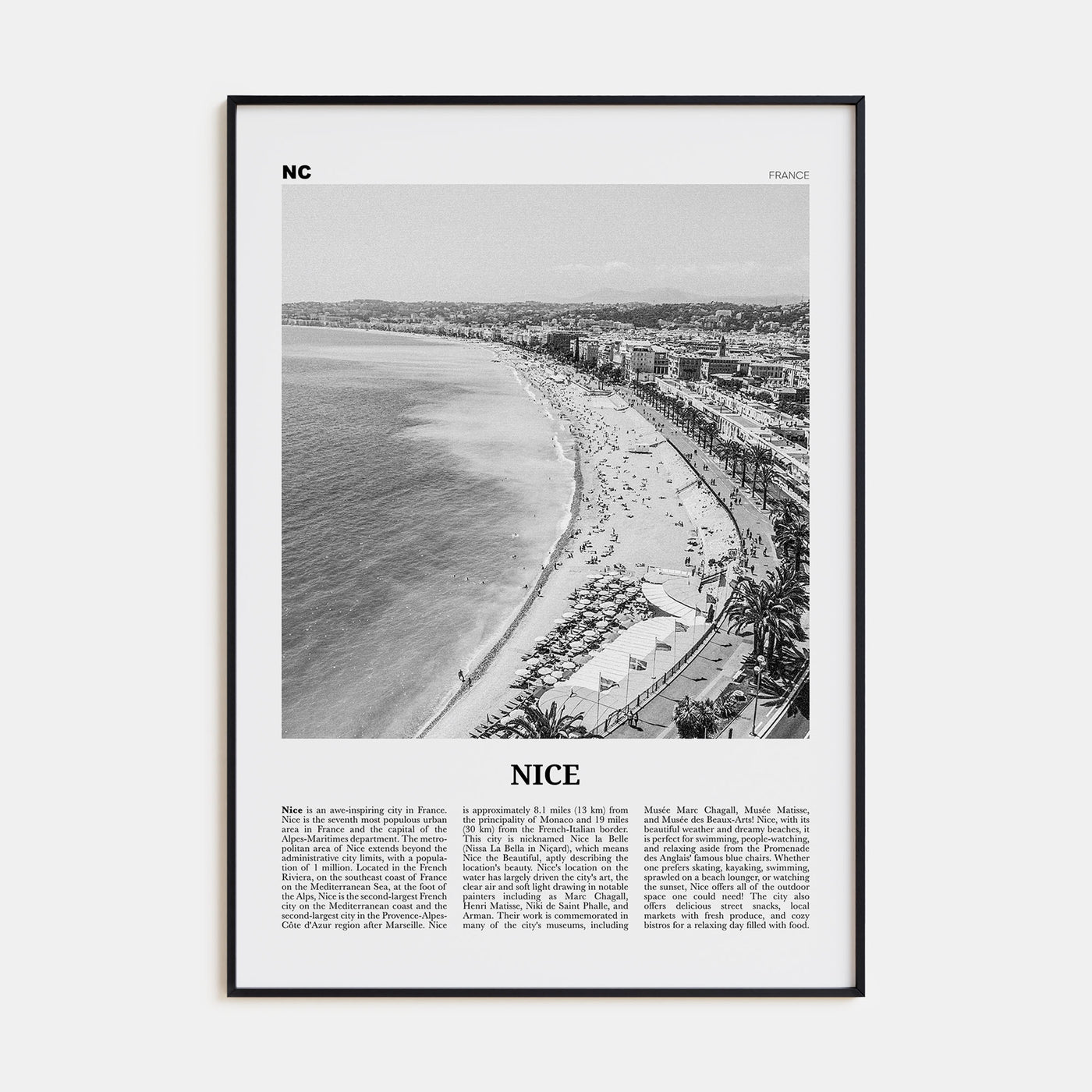 Nice Travel B&W Poster