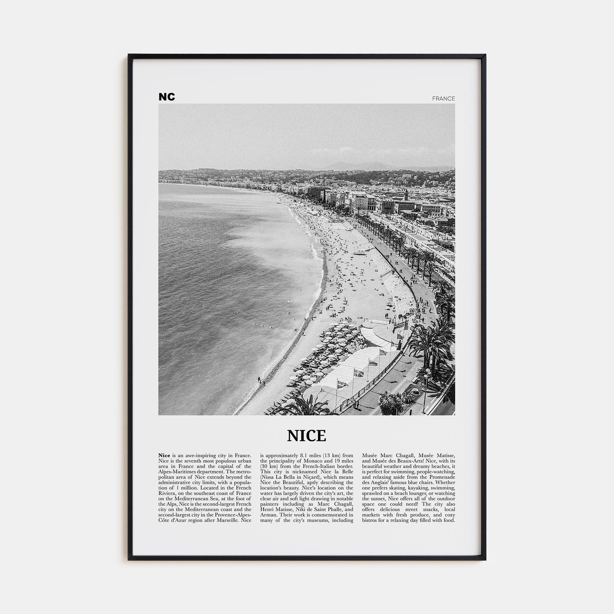 Nice Travel B&W Poster