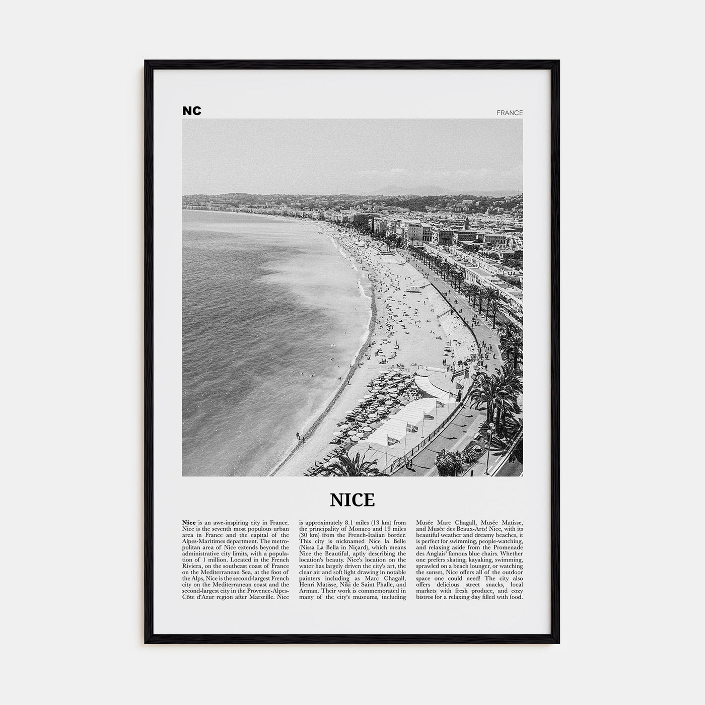 Nice Travel B&W Poster