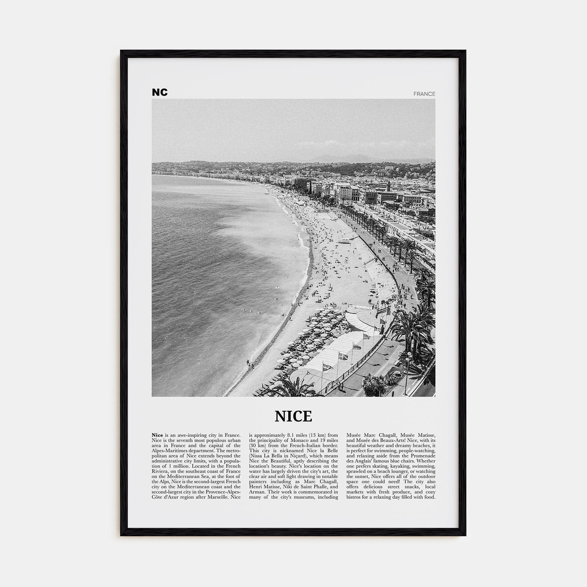 Nice Travel B&W Poster