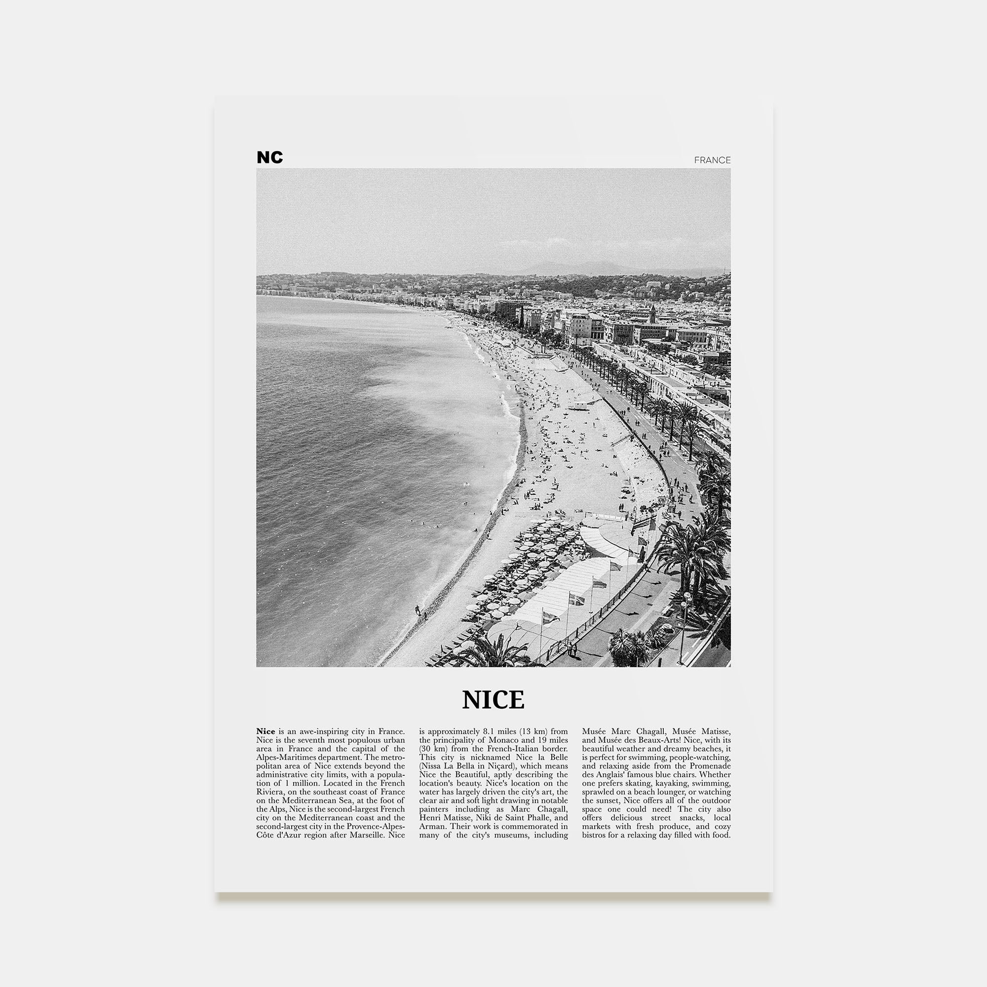 Nice Travel B&W Poster