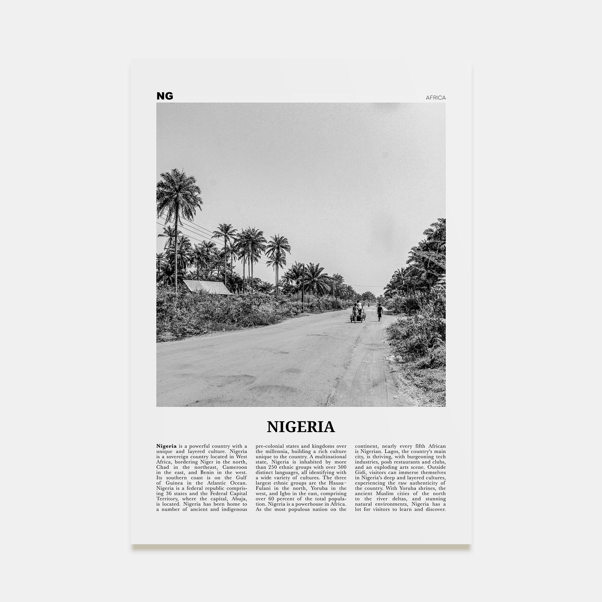 Nigeria Travel B&W No 1 Poster