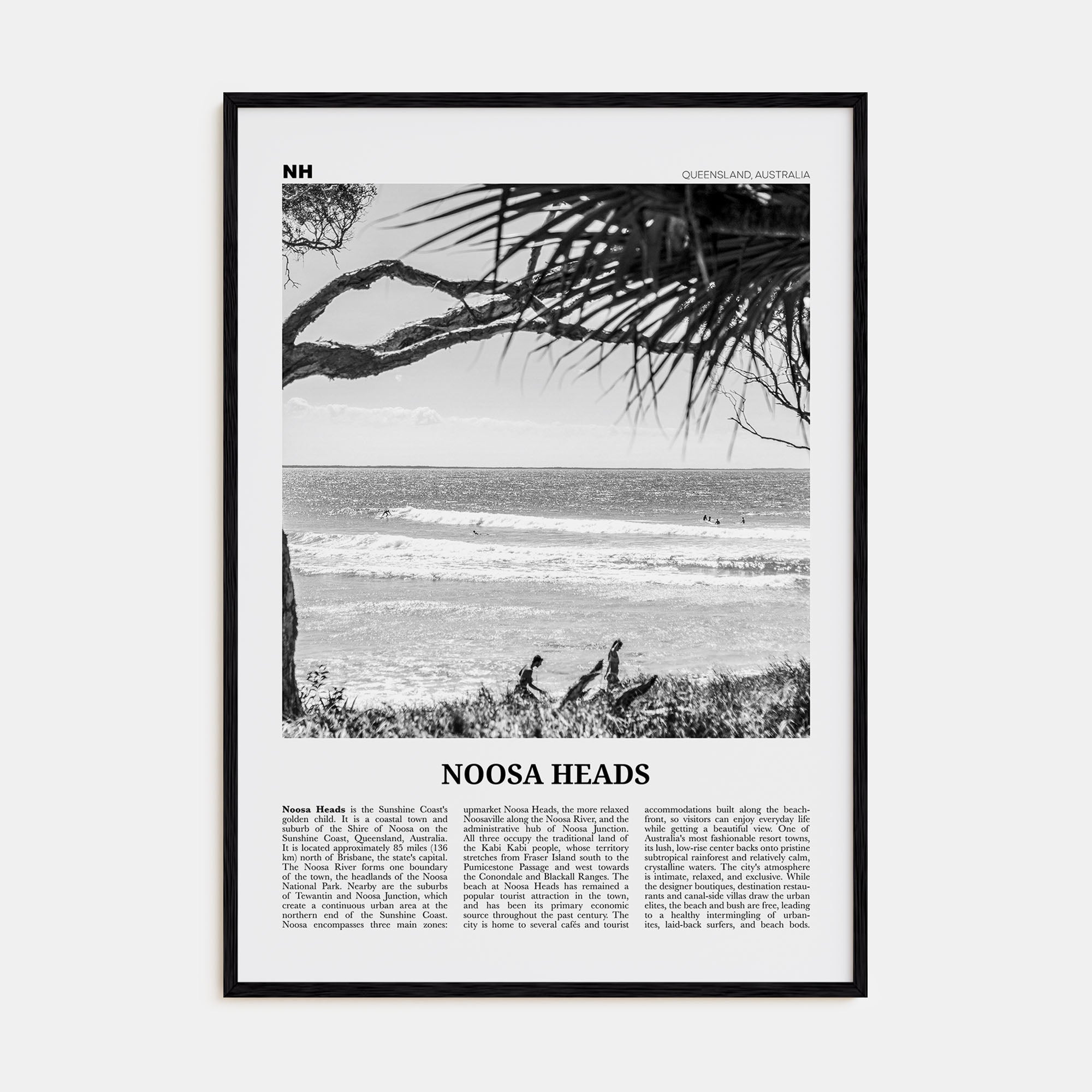 Noosa Heads Travel B&W No 1 Poster