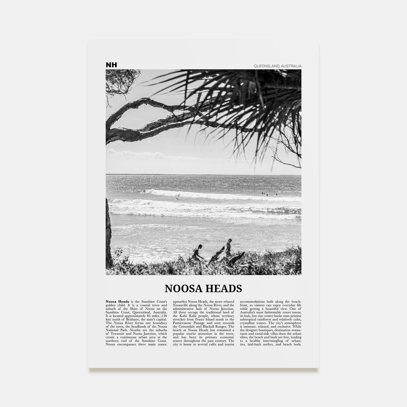 Noosa Heads Travel B&W No 1 Poster