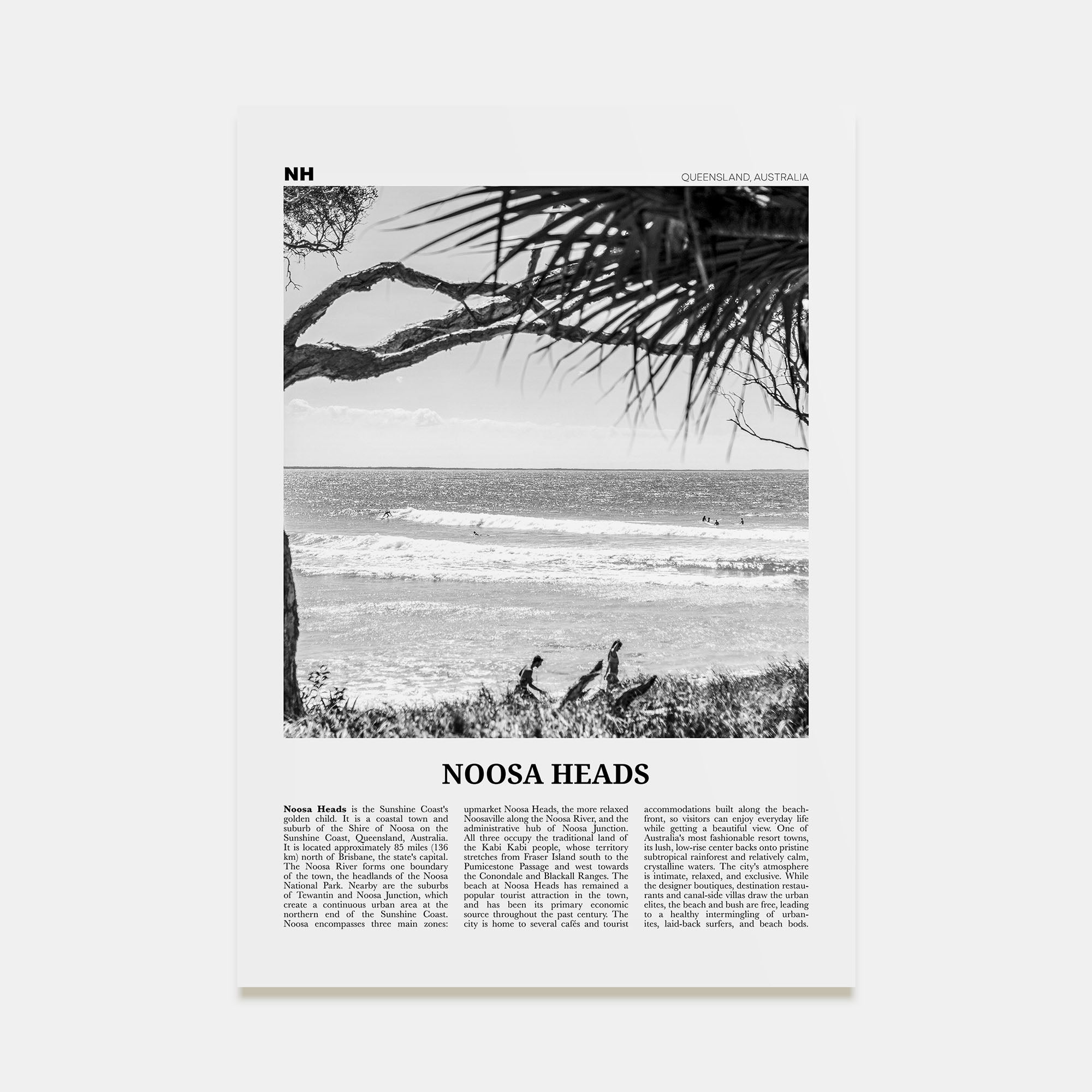 Noosa Heads Travel B&W No 1 Poster