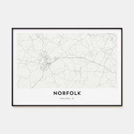 Norfolk, England Map Landscape Poster