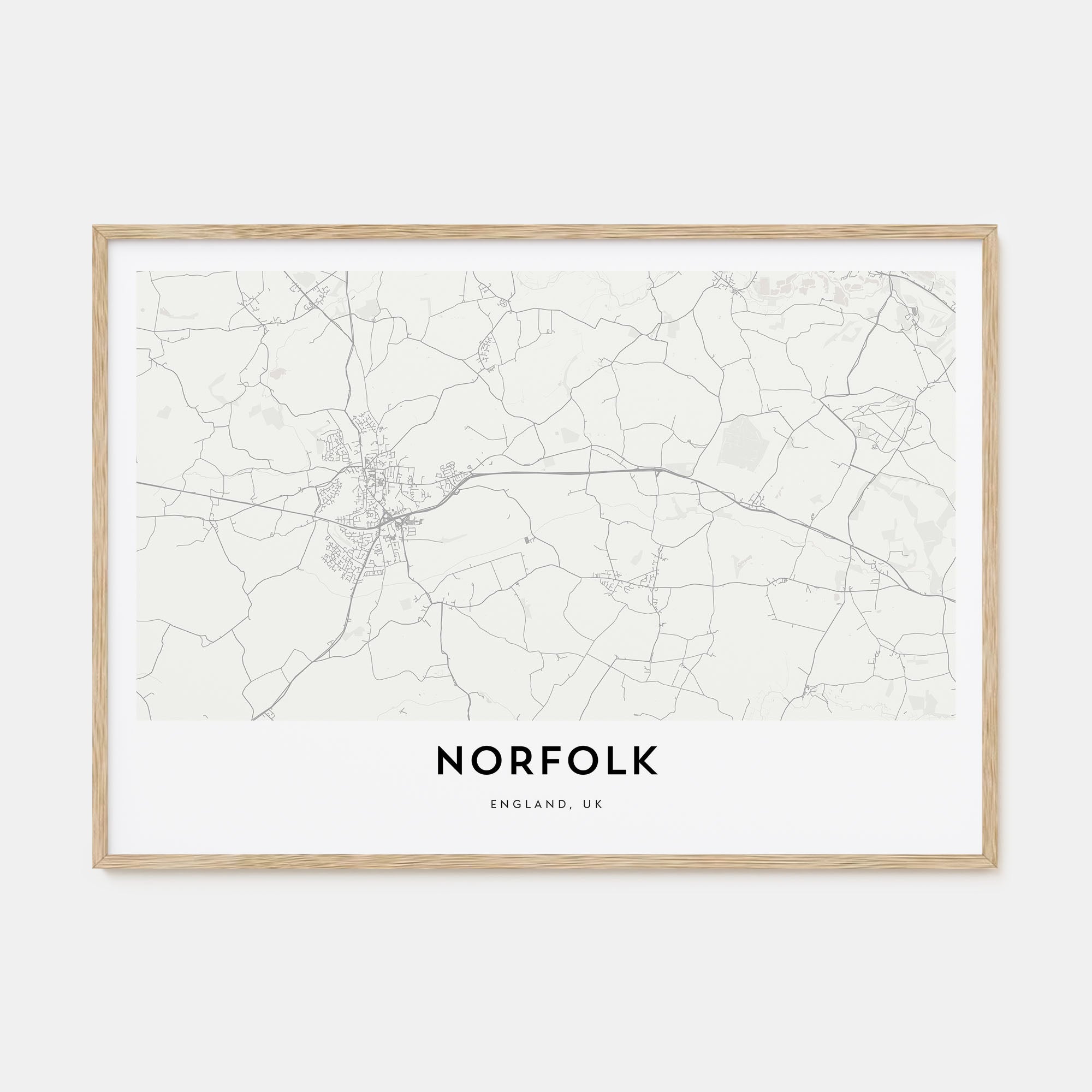 Norfolk, England Map Landscape Poster