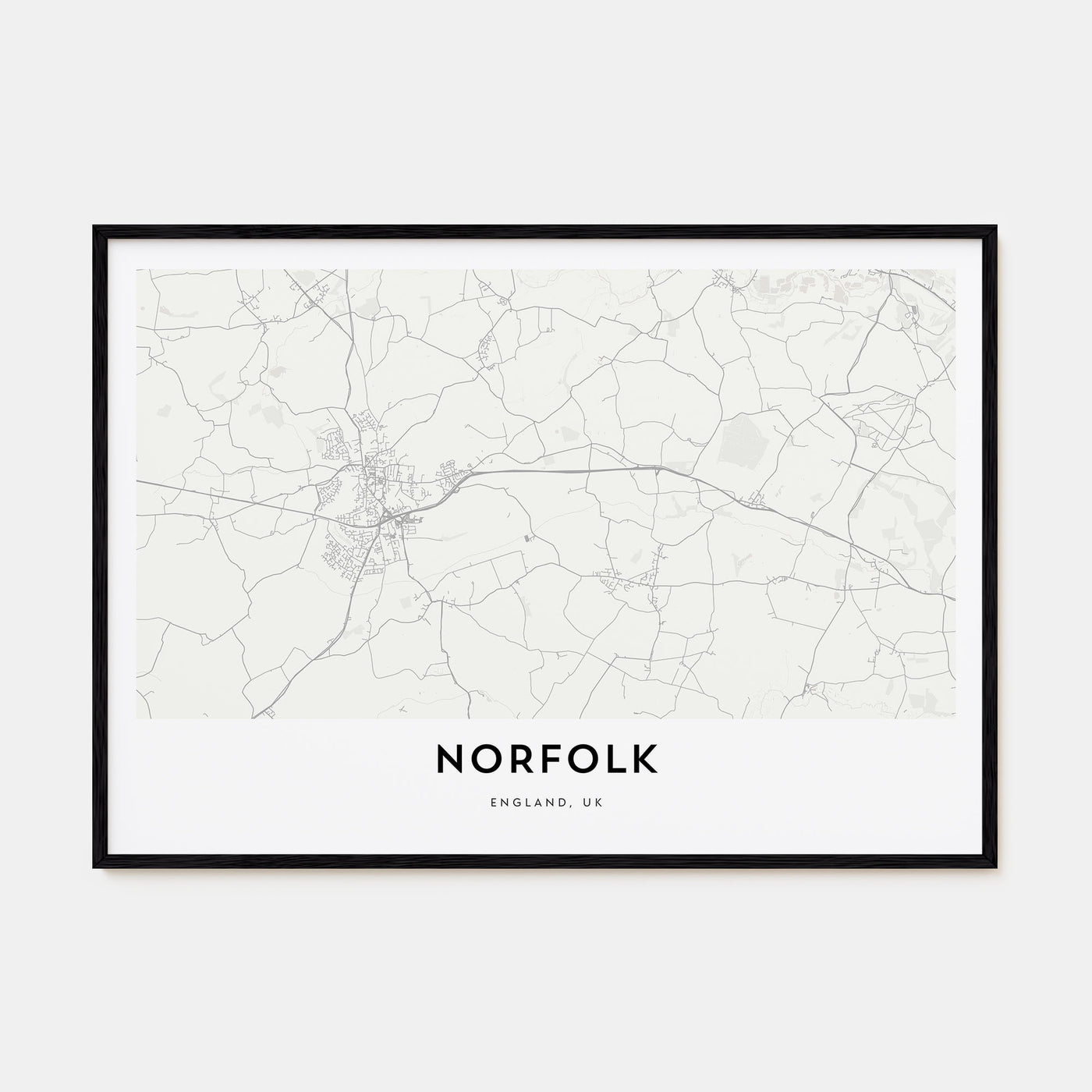 Norfolk, England Map Landscape Poster